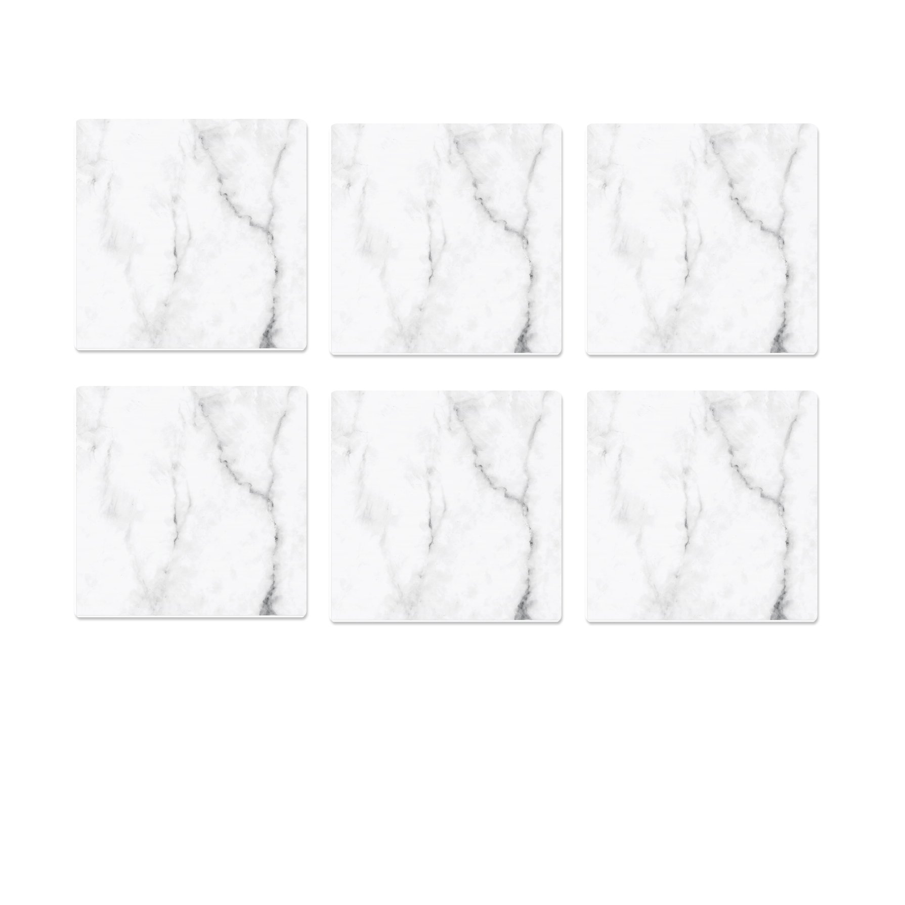 Set of 6 Printed Marble Carrara Ceramic Coasters 4