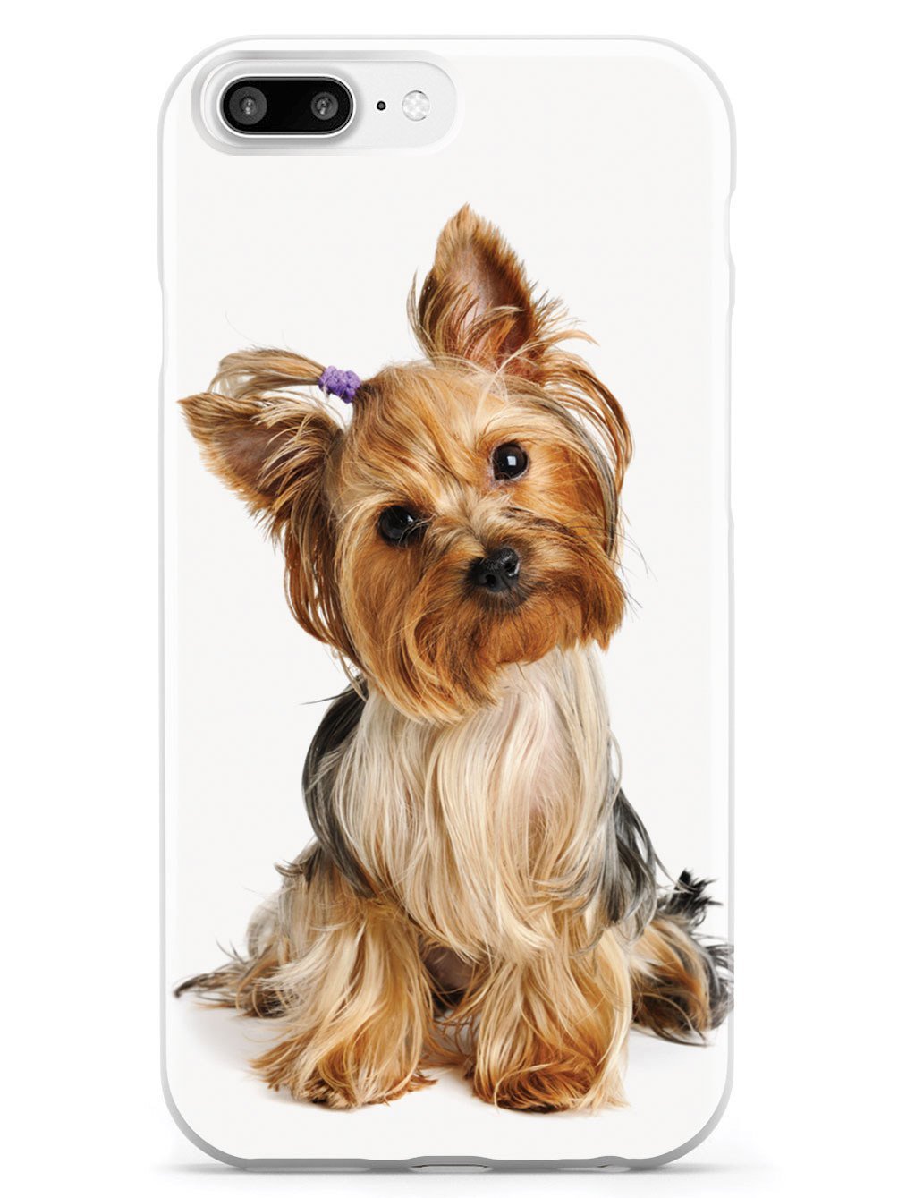 Inspired Cases - Premium 3D Textured Protective Phone Case Compatible with Apple iPhone 7 Plus - Yorkshire Terrier with Bow Design - Perfect for Daily Use, Travel & Gift Giving