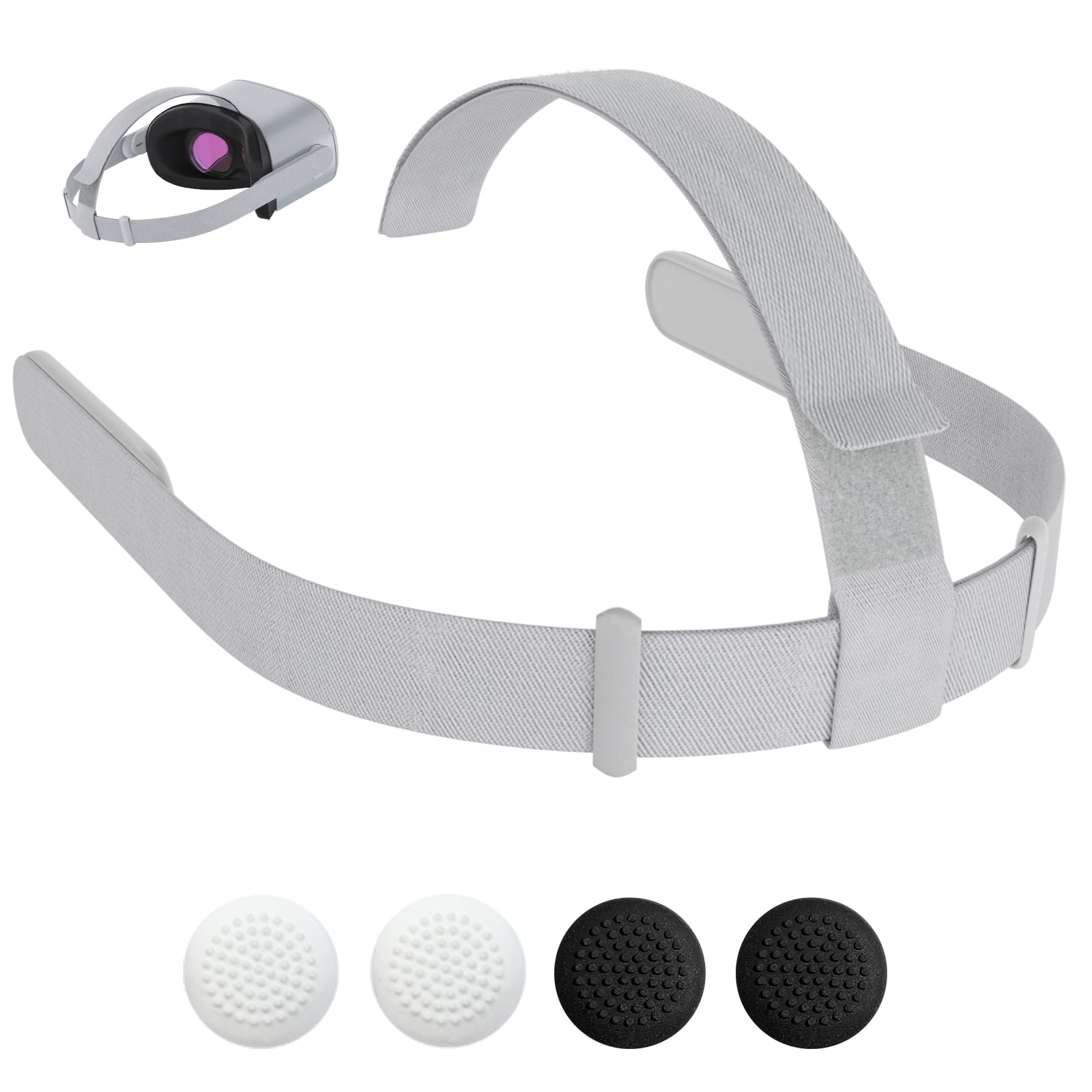 Original Tan Replacement Head Strap for Oculus Quest 2 & Meta Quest 2 VR Headset - Enhanced Comfort with 4 Controller Thumb Grip Caps - Perfect for Extended Gaming & Virtual Reality Sessions
