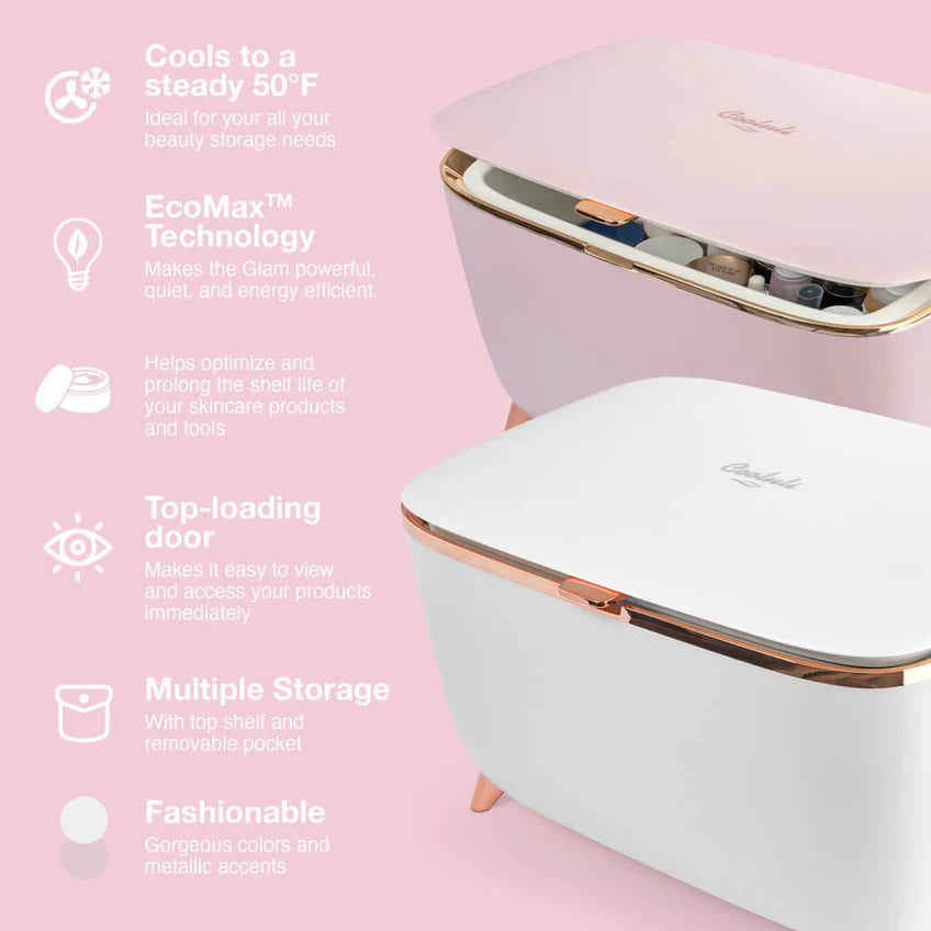 Cooluli Glam 9L Mini Fridge for Skincare & Makeup - Portable Cosmetic Cooler with USB Power for Bedroom, Office, Dorm | Perfect for Storing Perfumes, Serums & Beauty Products