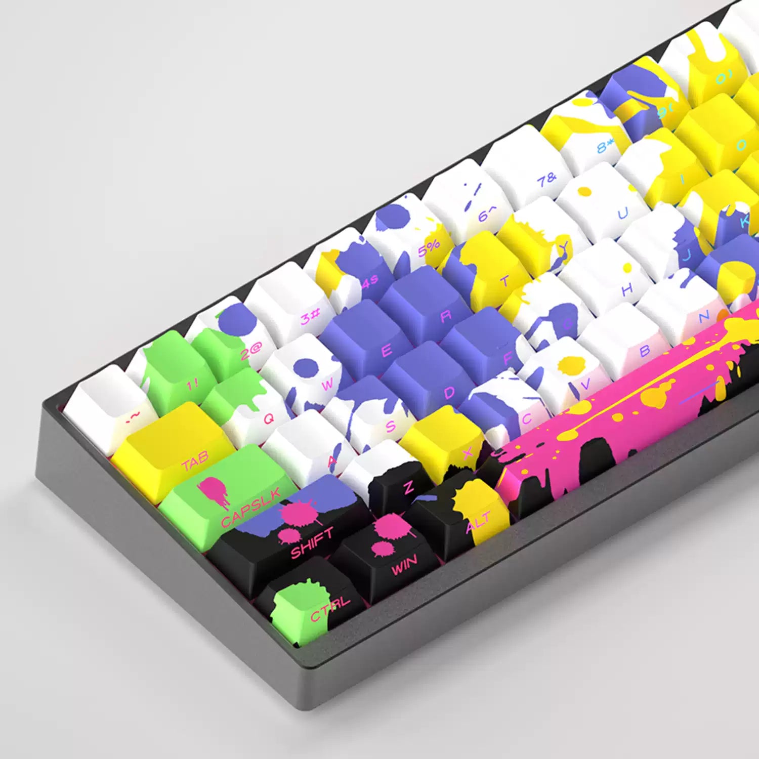 Custom Graffiti Ink Splash Art PBT Keycap Set - Dye-Sublimation Printed Mechanical Keyboard Keycaps for Gaming & Typing (87/104/108 Keys) - Perfect for Gamers, Programmers & Office Work