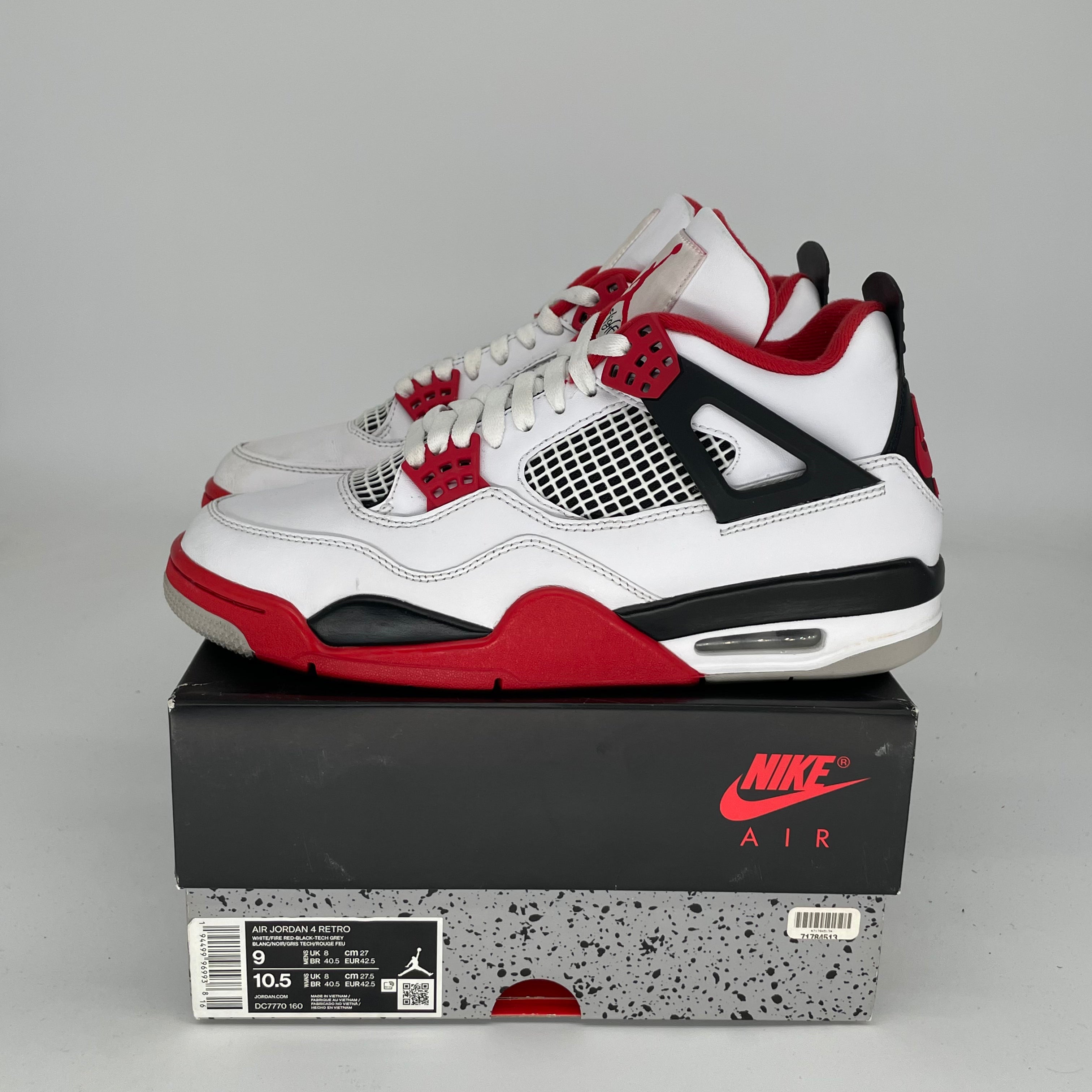 AIR JORDAN 4 Retro Fire Red Men's Basketball Shoes Size 9 - DC7770-160 | Authentic Sneakers for Sports, Streetwear & Casual Outfits