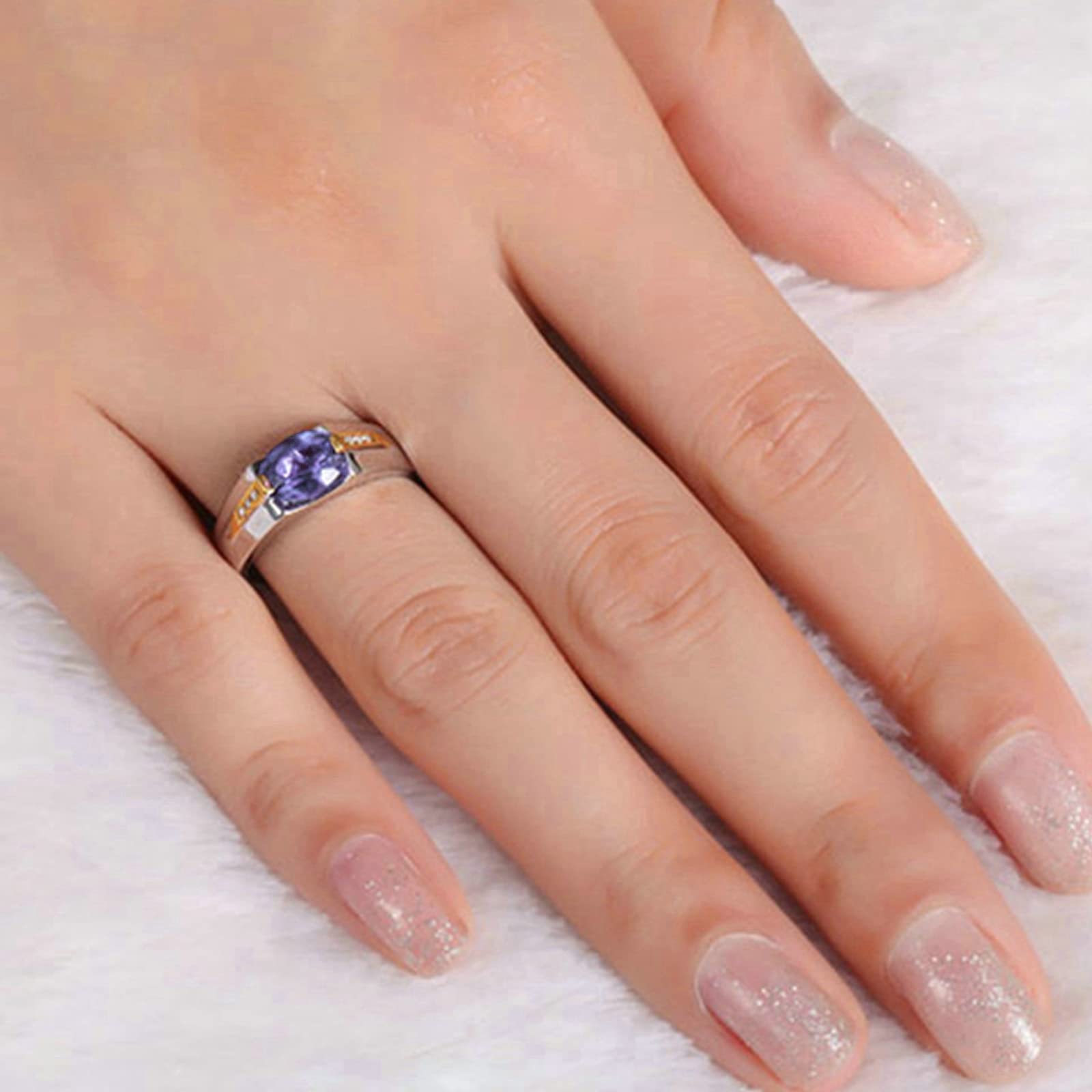 Sterling Silver Infinity Ring with Light Purple Bio-Color Oval Zircon - Women's Engagement Band Size 10.5 - Perfect Valentine's Gift for Her, Anniversary & Special Occasions