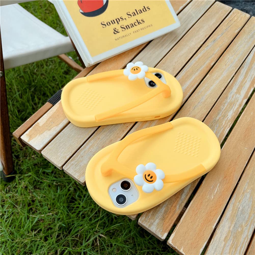 Cute Kawaii 3D Silicone iPhone 12 Pro Max Case with Camera Lens Protector - Thick Protective Shockproof Retro Cartoon Phone Cover (Flip-Flops Design) - Perfect for Everyday Use, Travel & Gift Giving