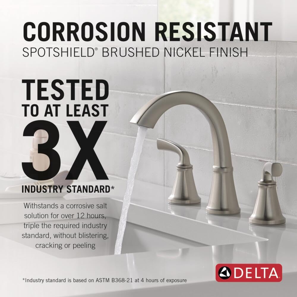 DELTA 35864LF-SP Geist Single-Handle Bathroom Faucet with SpotShield Finish in Brushed Nickel - Perfect for Modern Bathrooms & Spa-Like Showers