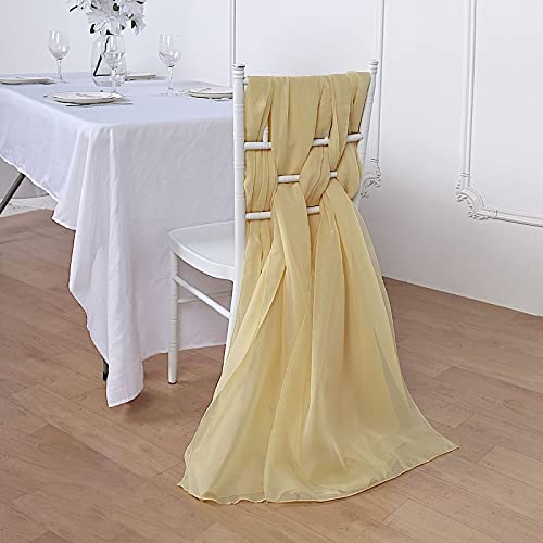 50 Champagne Extra Wide Premium Chiffon Chair Sashes - Elegant Wedding Decor for Ceremony & Reception, Party Table Decoration, Bridal Shower Decorations