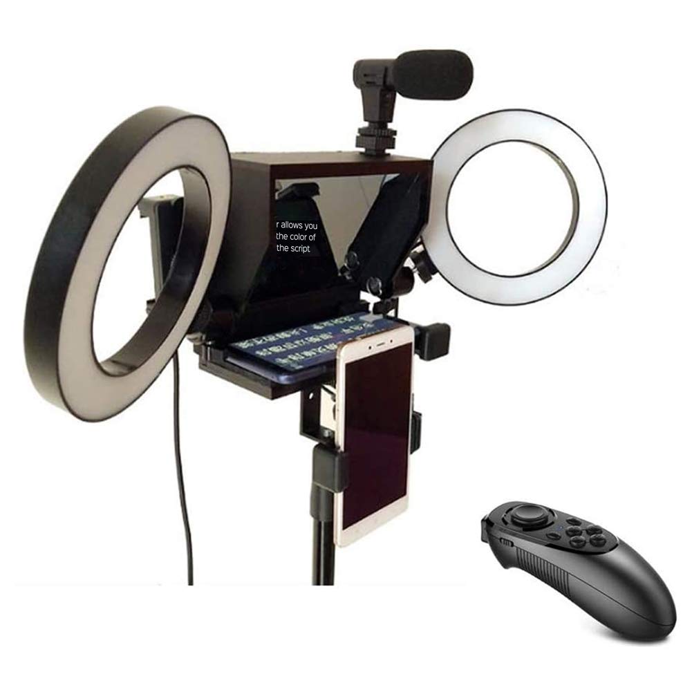Adjustable Mini Teleprompter for Smartphone - Aluminum Alloy Video Shooting Teleprompter for Mobile Phone & DSLR Camera - Perfect for Interviews, Live Streaming, YouTube Videos & Studio Productions