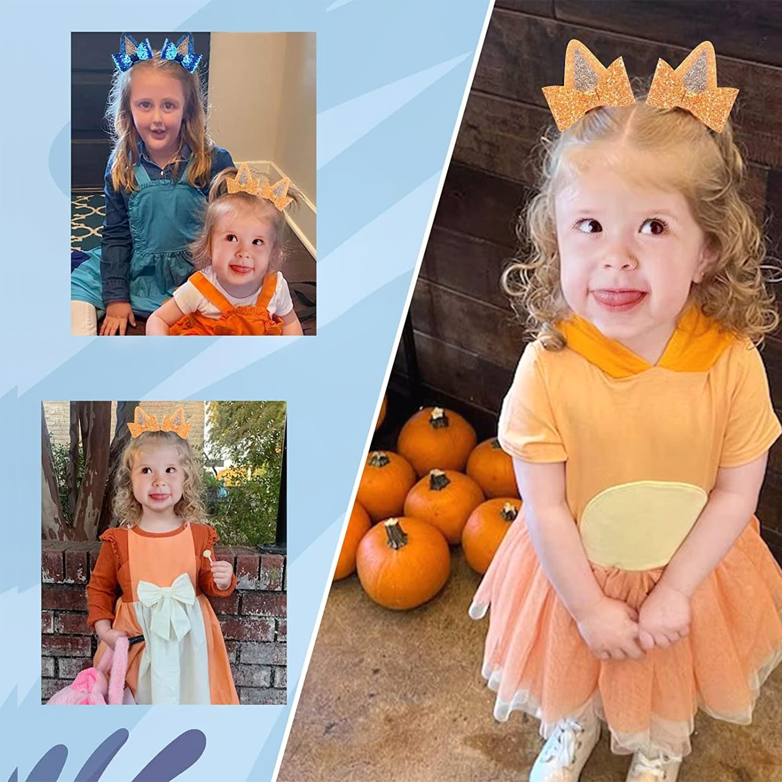 Dog Birthday Party Supplies - Blue Party Decorations with Ears & Hair Bow Clips for Kids, Boys & Girls - Halloween Costume Accessories & Animal Cosplay (4 PCS) - Perfect for Pet-Themed Parties, Dress-Up Play & Costume Events