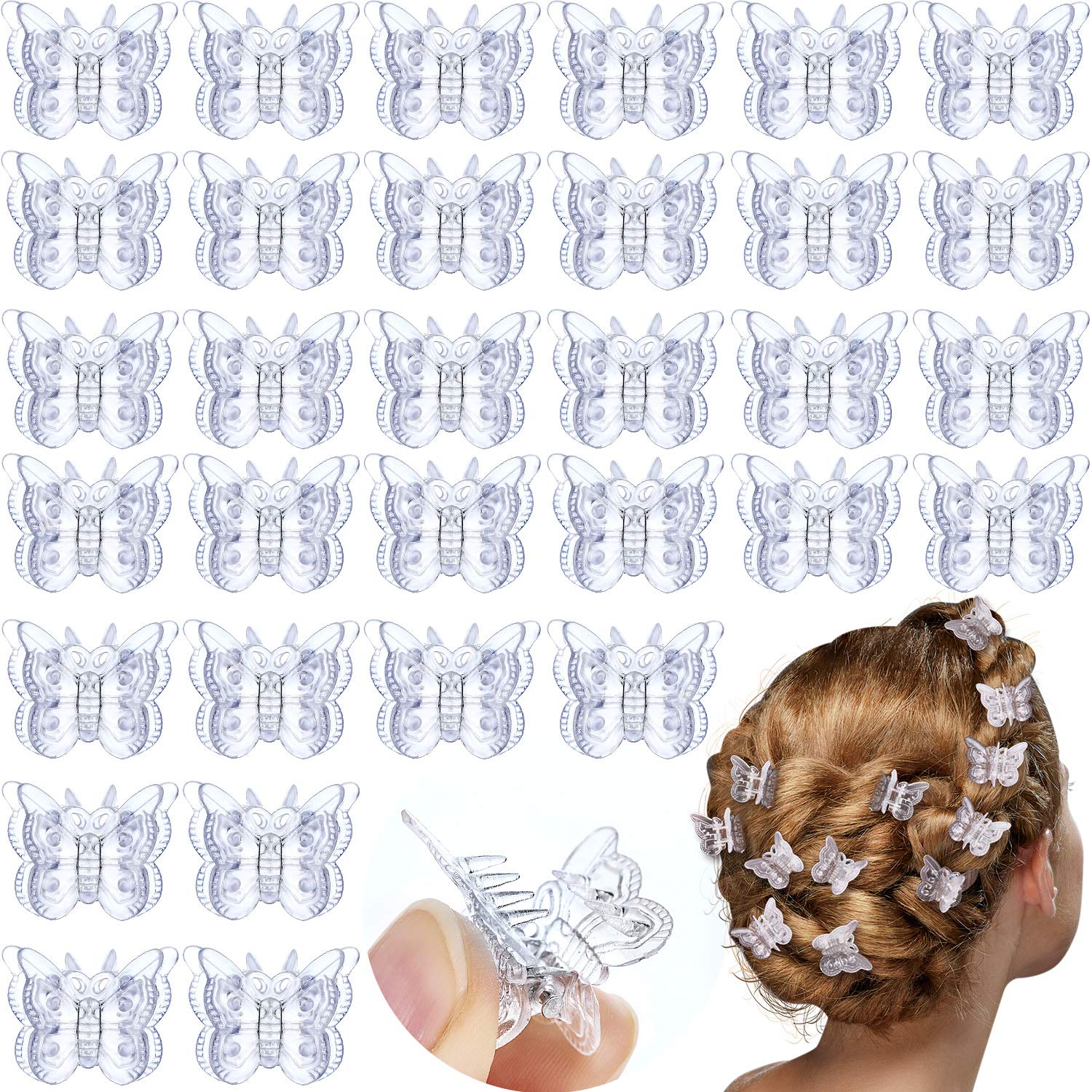 60 Pieces Mini Butterfly Hair Clips - Clear Plastic Hair Claws for Women & Girls - Hair Accessories for School, Work, and Everyday Styling