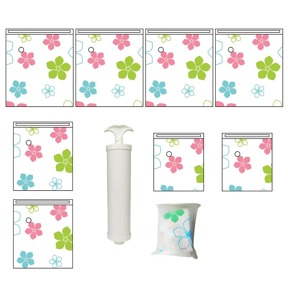Vacuum Storage Bags for Clothes, Quilts & Blankets - Space Saving Compressed Bags with Hand Pump - Foldable Vacuum Sealed Storage Bags for Travel, Moving & Seasonal Organization