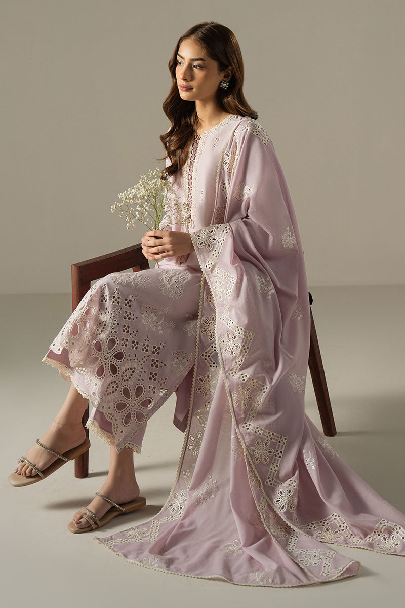 LILAC BLOOM 3-Piece Chikankari Suit Set - Hand Embroidered Floral Kurti with Dupatta & Pants - Traditional Indian Ethnic Wear for Women - Perfect for Weddings, Festivals & Special Occasions