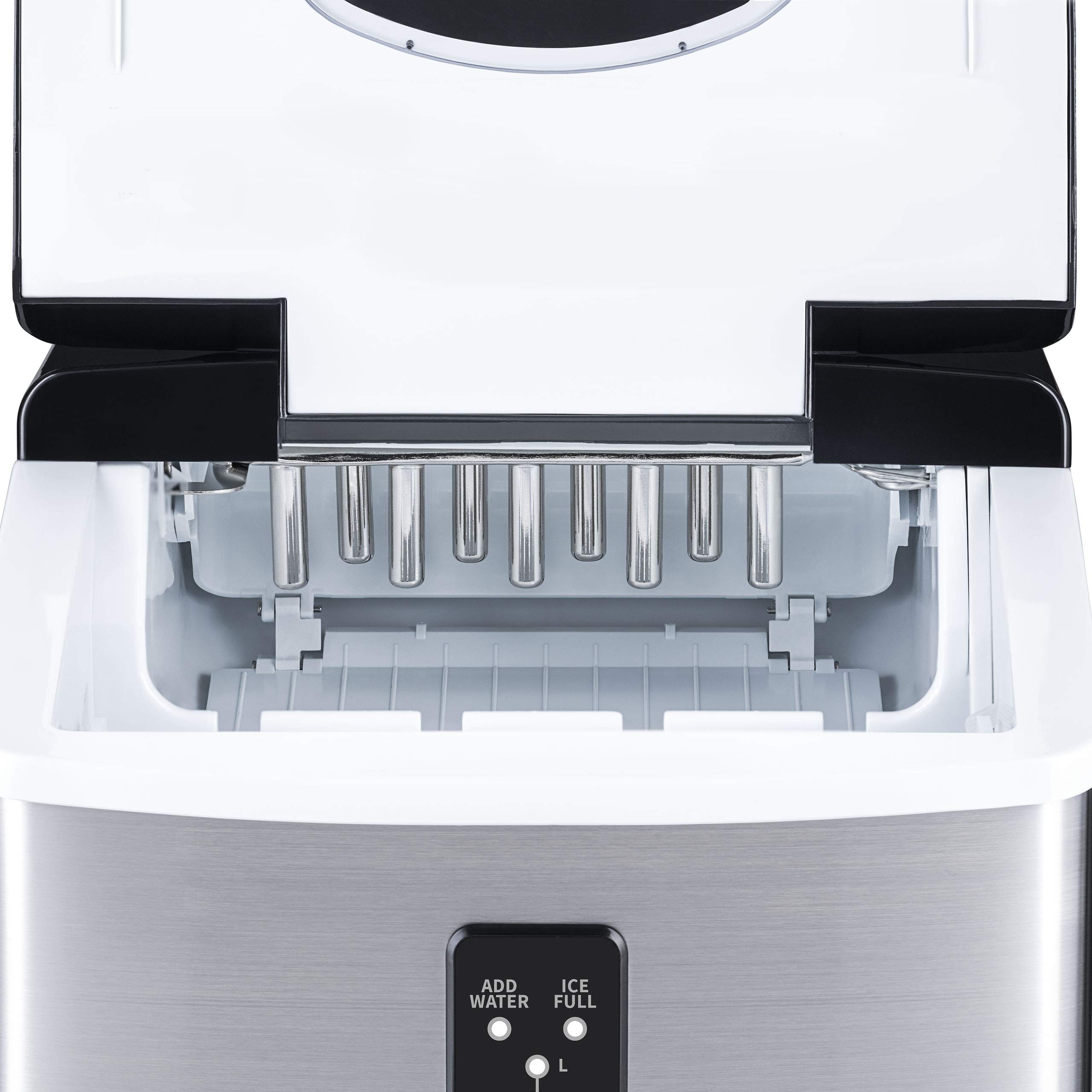 NewAir Stainless Steel Countertop Ice Maker - 28 lbs. Daily Ice Production, 3 Ice Cube Sizes, Portable Design for Home, Office, RV & Outdoor Use - Fast Ice Making with Insulated Storage Bin