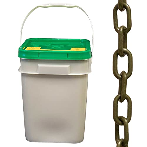 Mr. Chain Plastic Barrier Chain Pail - 3-Inch Link Diameter, 70-Foot Length (80007-P) - Khaki Gold Safety Rope for Crowd Control, Event Barriers & Construction Zones