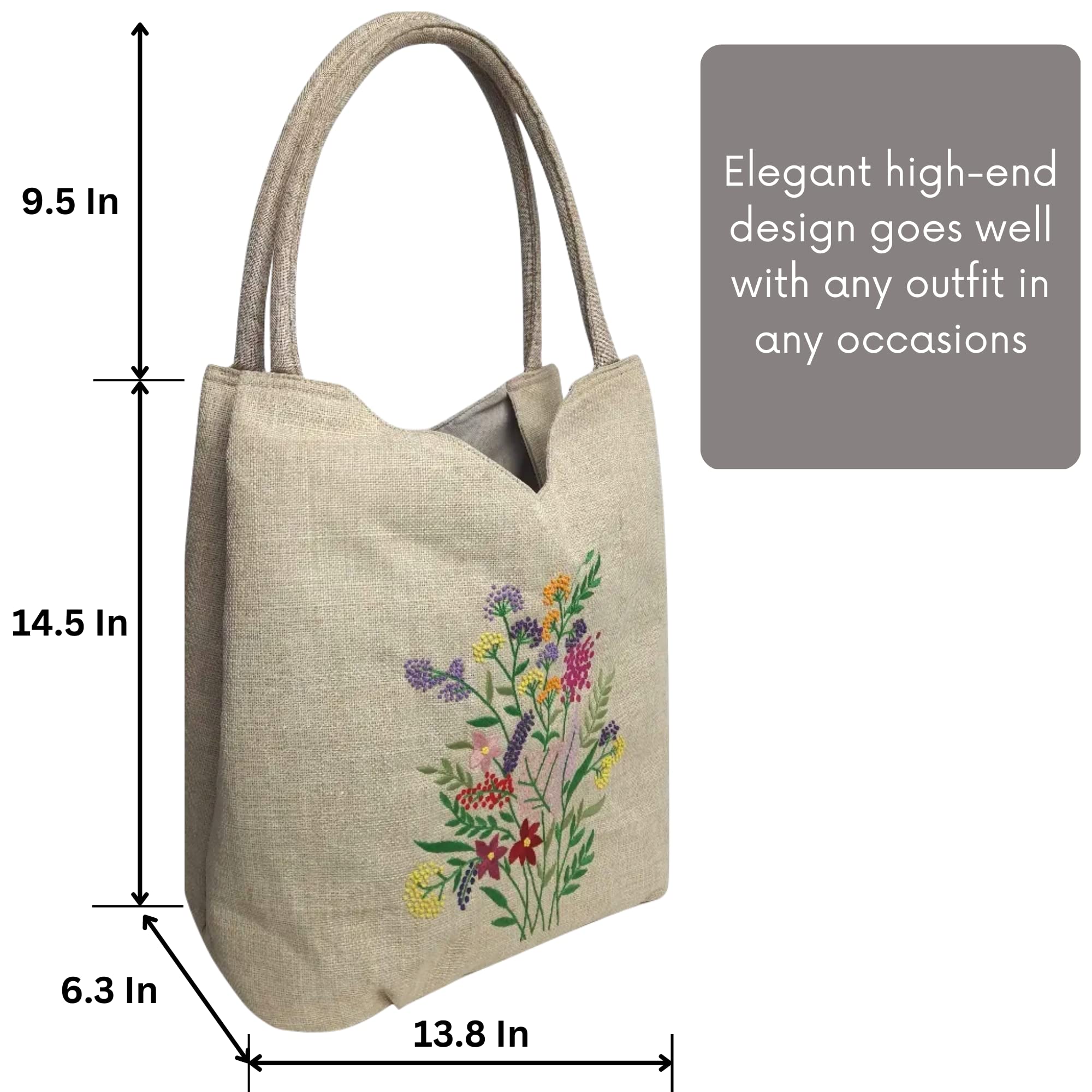 Stylish Embroidered Tote Bags for Women - Fashionable Shoulder Bag with Secure Zipper Closure - Perfect Hobo Handbag for Daily Use, Work & Travel - Ideal Mother's Day Gift for Women