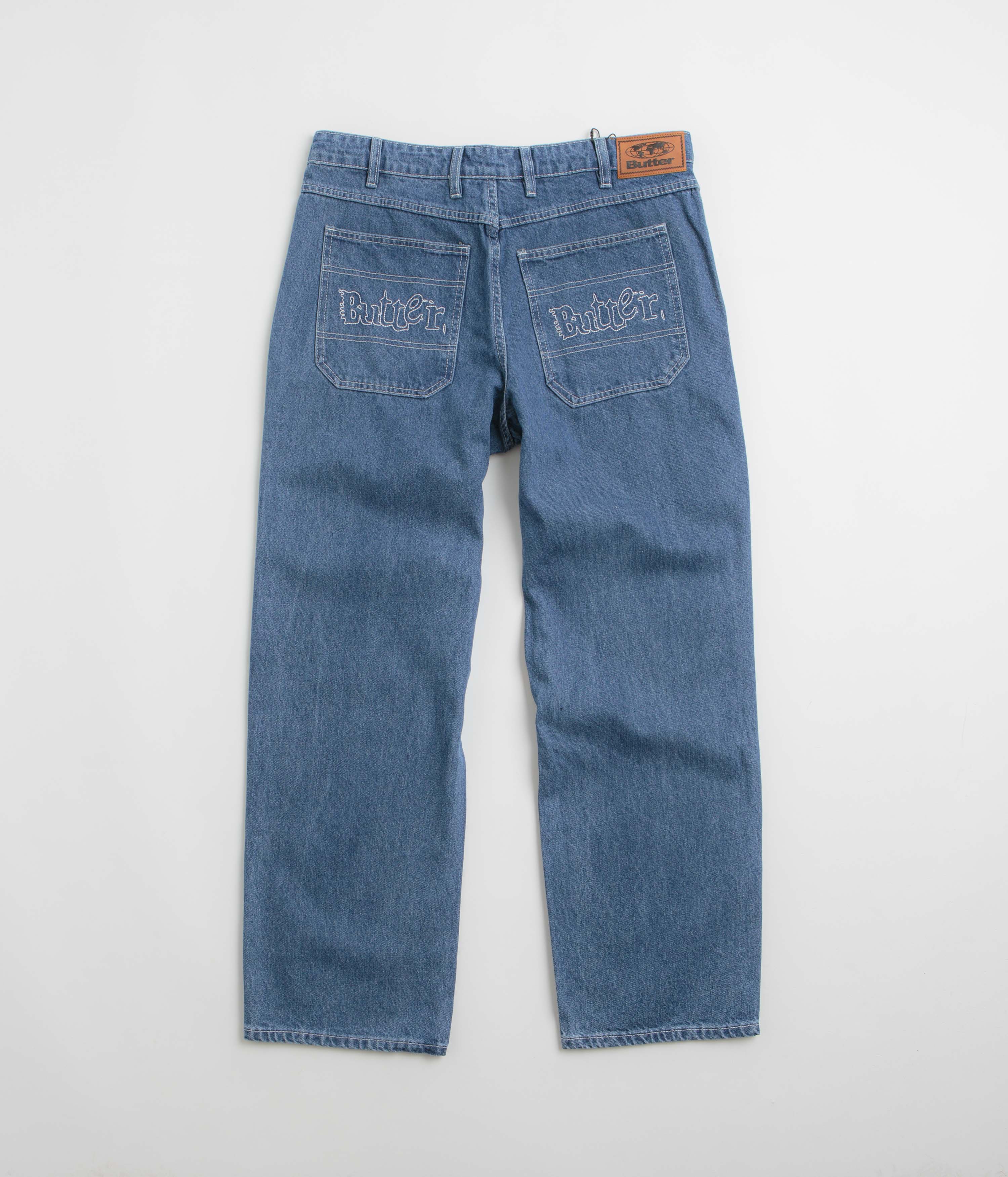 Butter Goods Breakdown Relaxed Fit Jeans for Men - Solid Blue Denim Pants | Comfortable Casual Wear for Everyday Outfits & Street Style