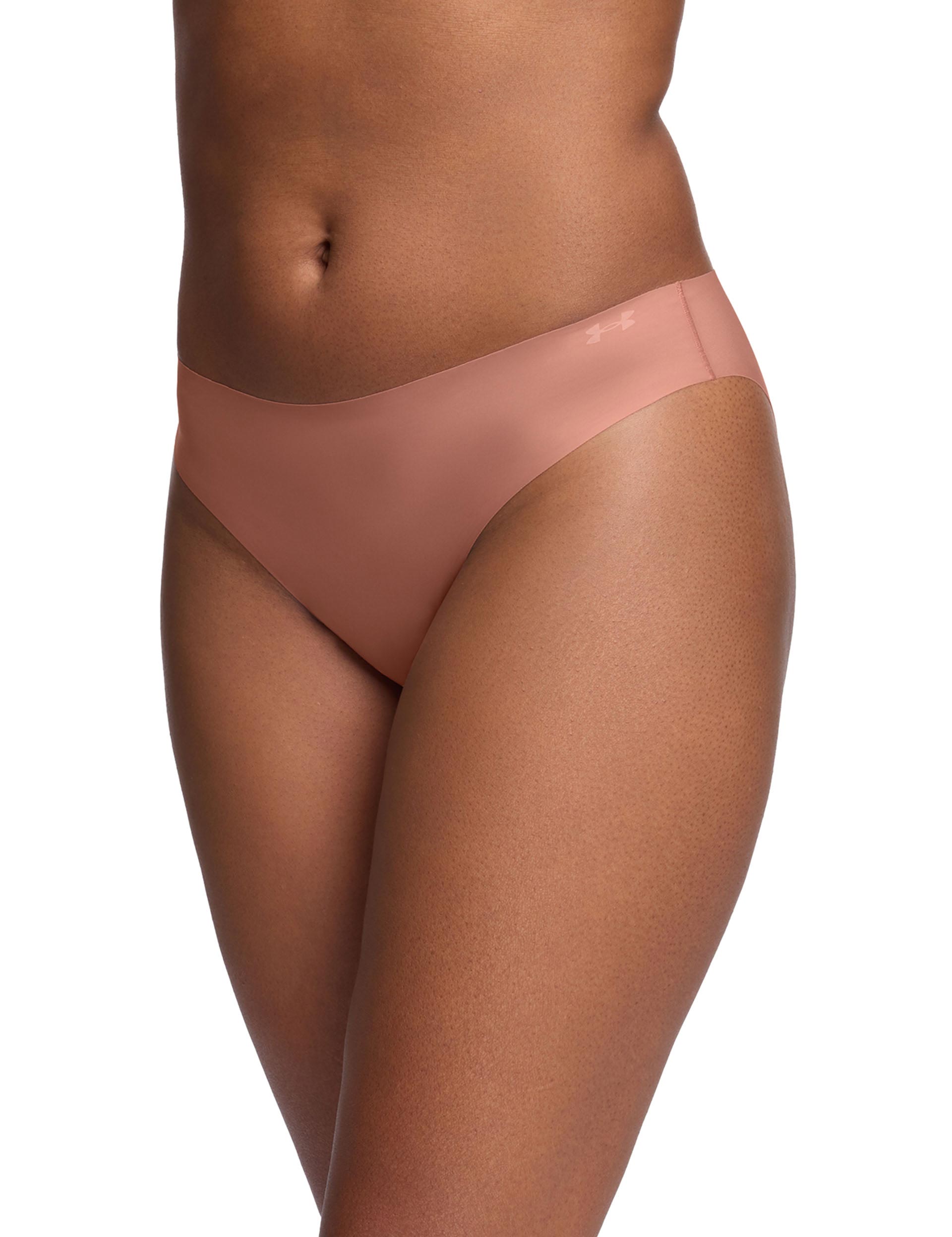 Pure Stretch 3 Pack No Show Bikini Underwear - Canyon Pink, Grey Matter & Grey Dawn - Seamless Comfort for Yoga, Gym & Everyday Wear