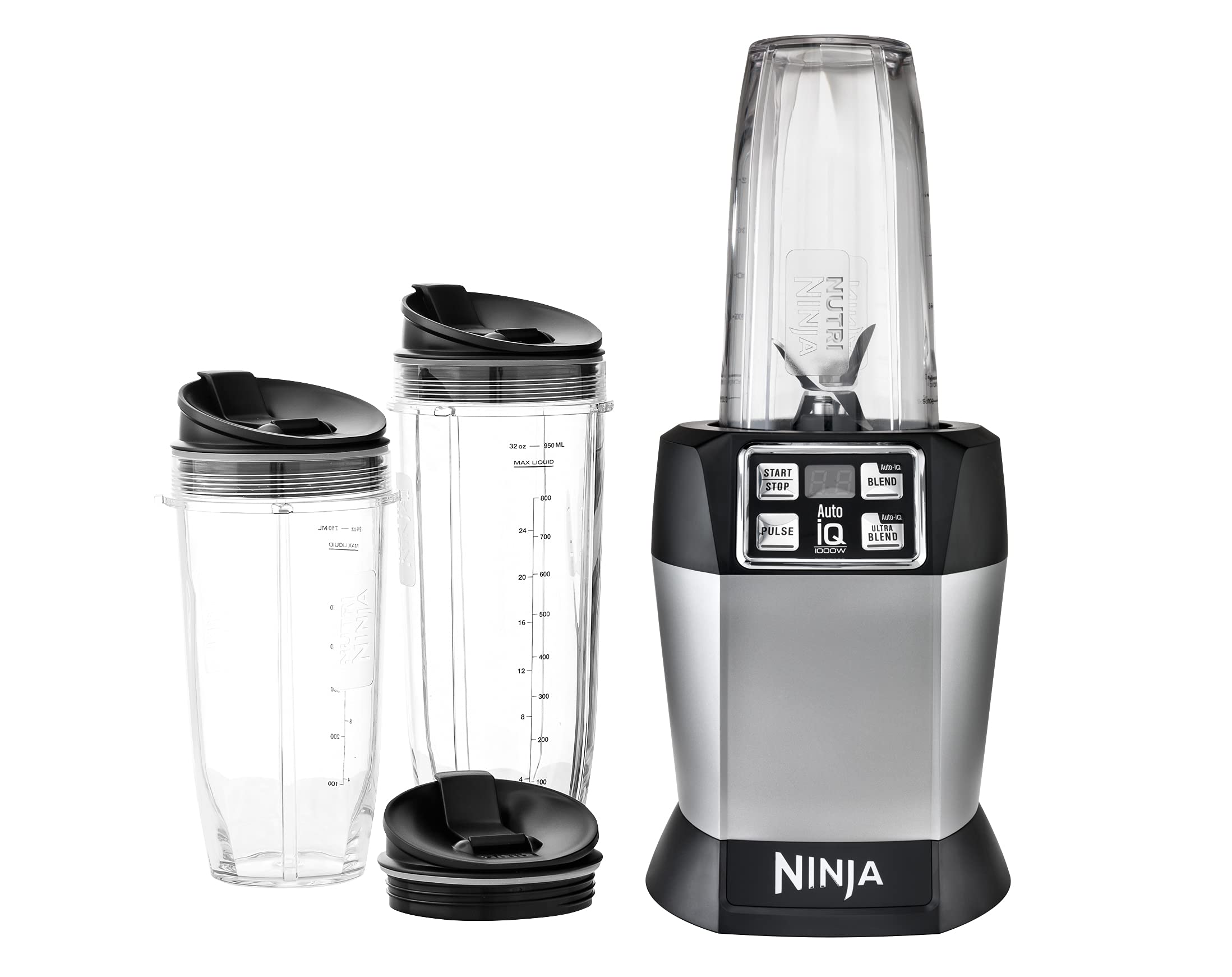 Ninja BL481C Nutri-Ninja Auto-iQ Technology Blender - 1000W High-Power Countertop Blender for Smoothies, Shakes & Food Prep (Silver, Canadian Version) - Perfect for Healthy Breakfasts, Post-Workout Drinks & Meal Prepping