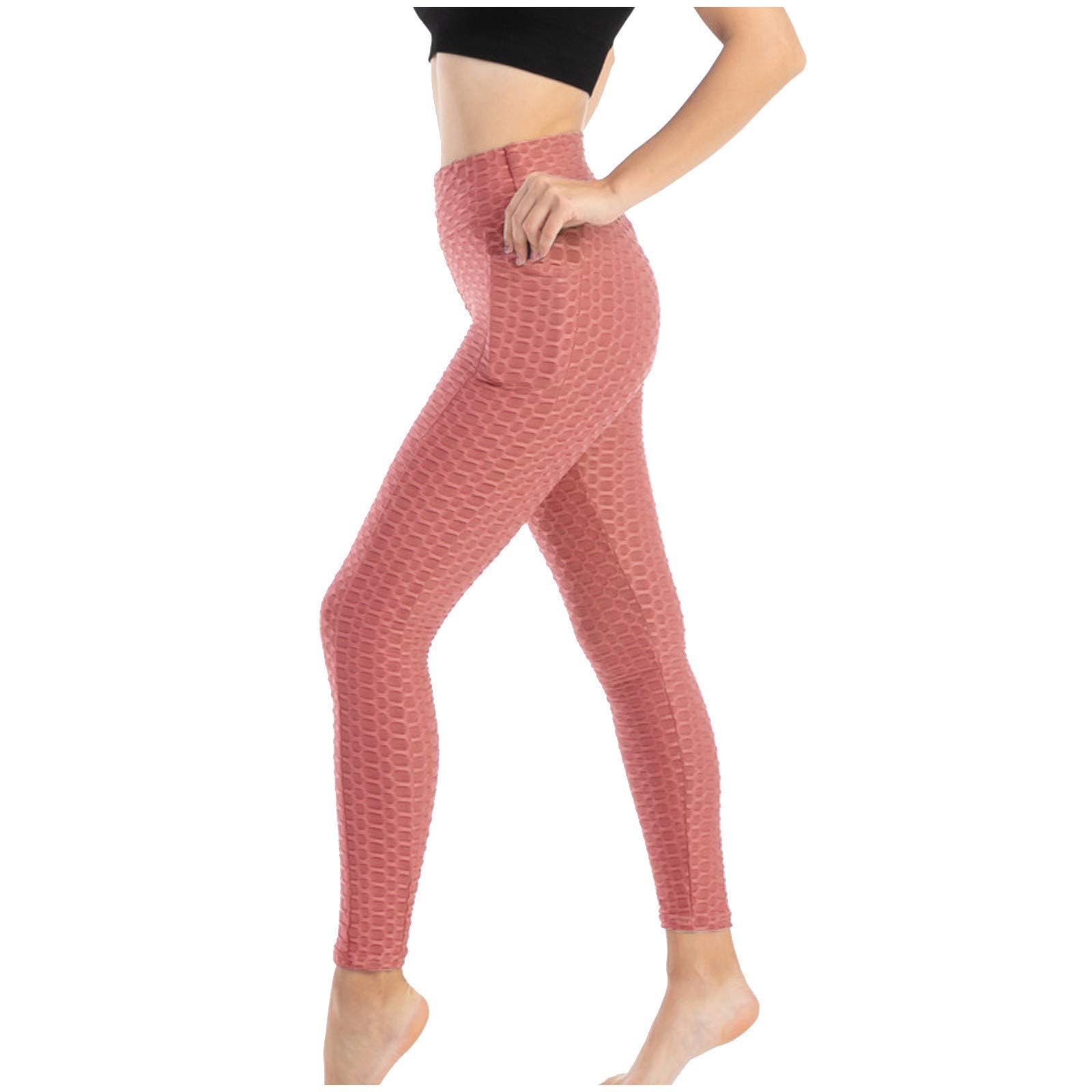 High Waist Slim Yoga Pants for Women with Pockets - Elastic Tummy Control Workout Leggings - Plus Size Fashionable Lifting Pants for Gym, Running & Everyday Wear