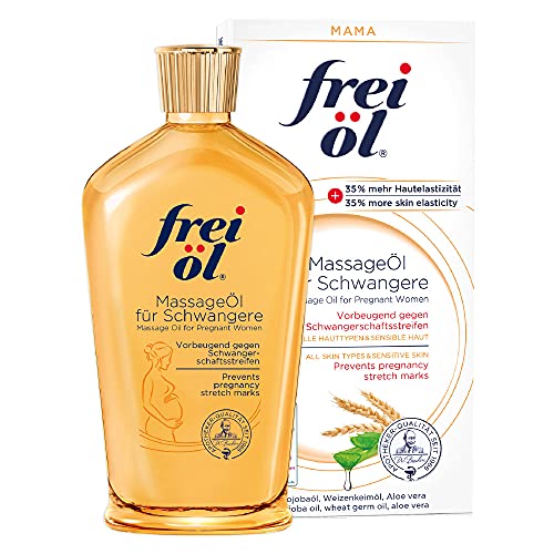 Frei Oil Experts Massage Oil for Pregnant Women - 200ml Natural Relaxing Body Oil for Stretch Marks & Dry Skin - Perfect for Prenatal Care & Postpartum Recovery