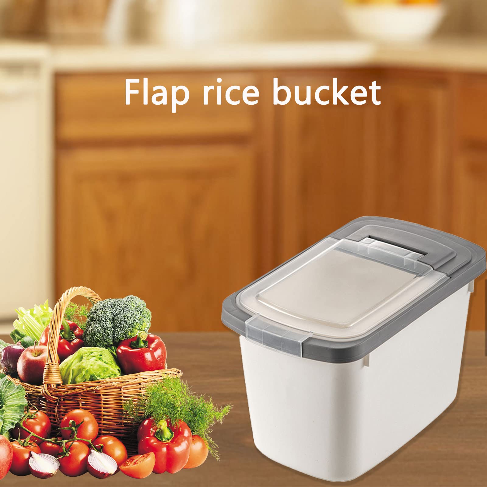 Large Airtight Food Storage Container for Rice, Cereal, Flour & Pet Food - BPA-Free Plastic with Measuring Cup - Perfect for Kitchen Pantry Organization & Bulk Food Storage (White)