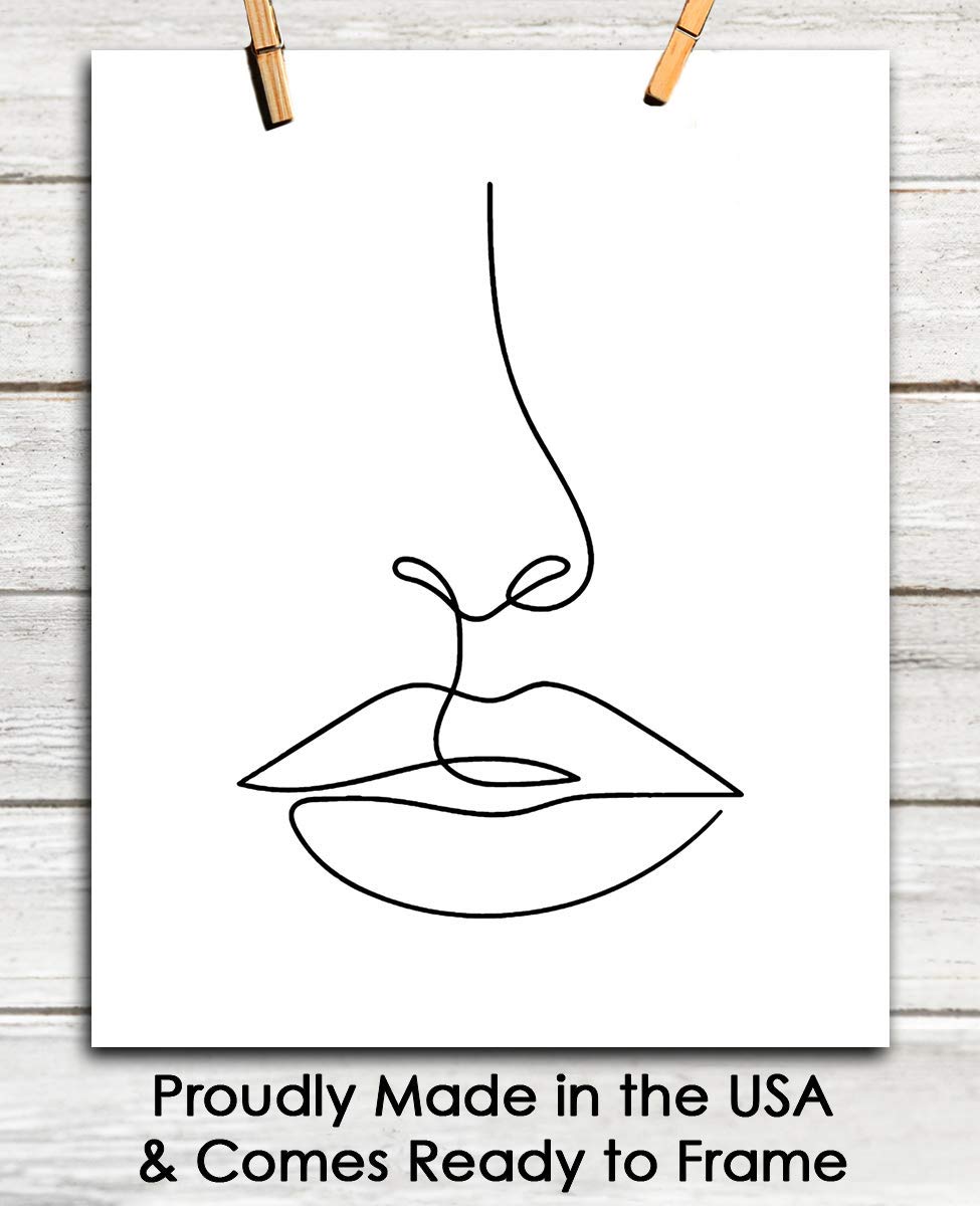 Abstract Face Line Figure Wall Art - Minimalist Aesthetic Boho Decor for Home, Office, Bedroom & Living Room - Unframed 8x10