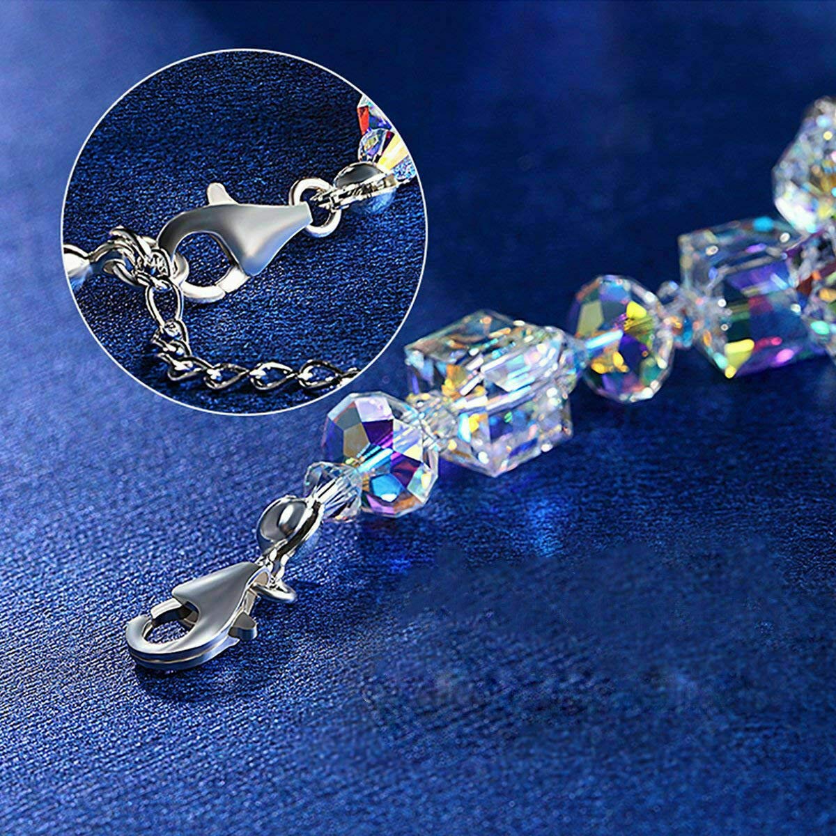 Aurora Borealis Crystal Bracelet 18K White Gold for Elegant Occasions