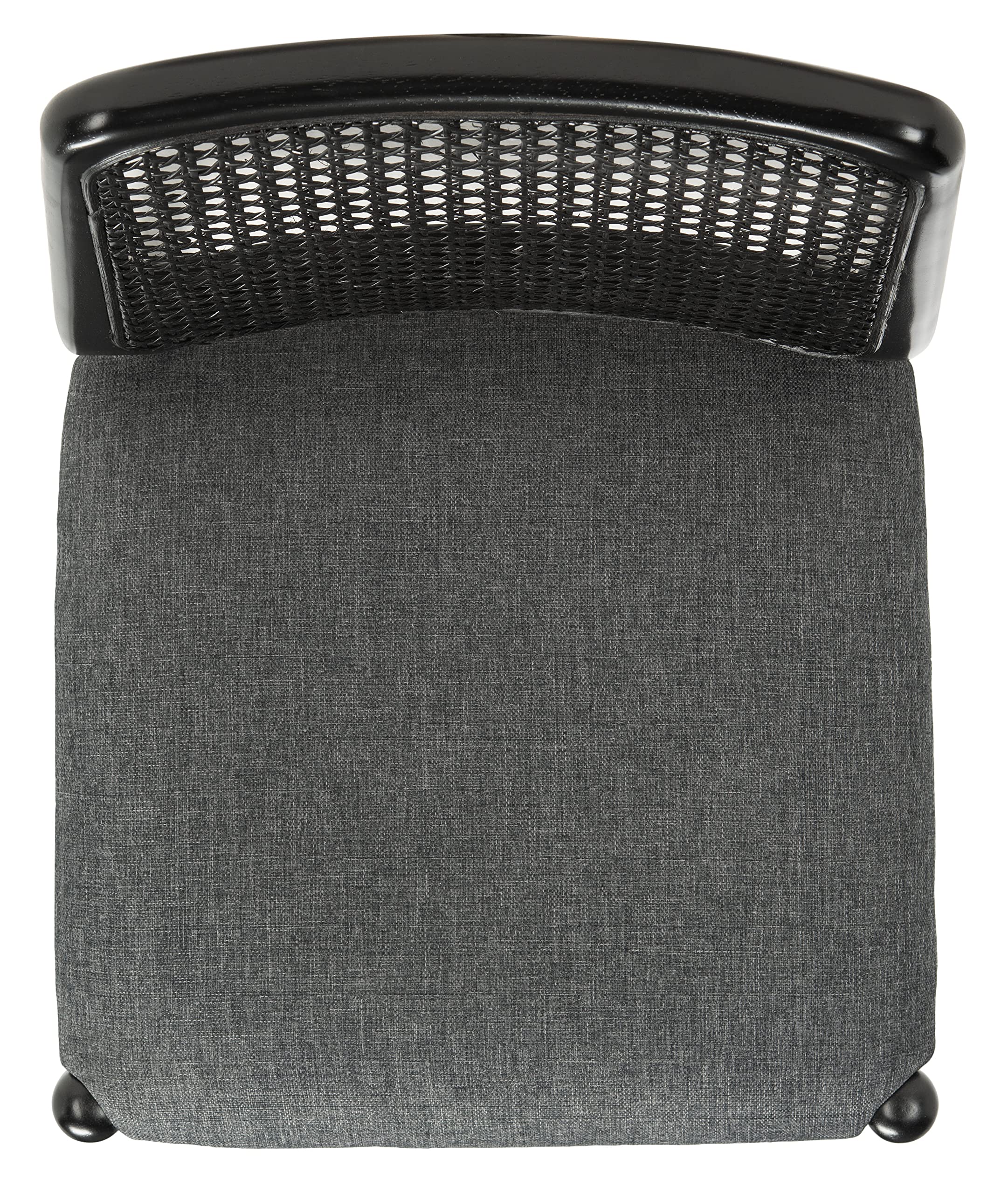 SAFAVIEH Reinhardt Rattan Cushion Dining Chairs (Set of 2) - Fully Assembled Black/Grey Modern Kitchen & Patio Furniture - DCH8800C-SET2 for Indoor Outdoor Dining Room, Breakfast Nook, and Garden Decor