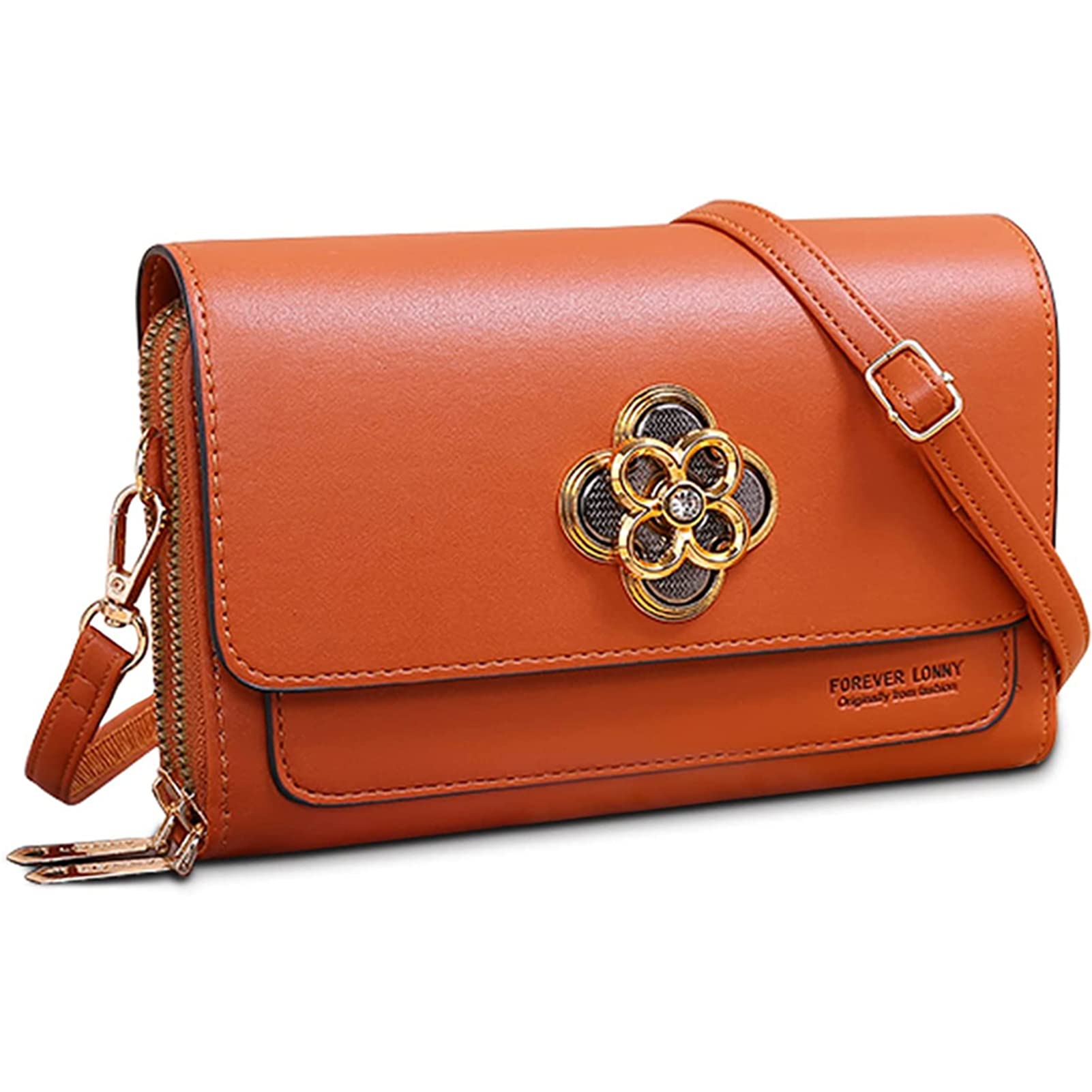 Women's Small Leather Crossbody Phone Bag with Card Holder - Stylish Shoulder Purse & Wallet Clutch for Everyday Use (Brown) | Perfect for Shopping, Travel & Daily Essentials