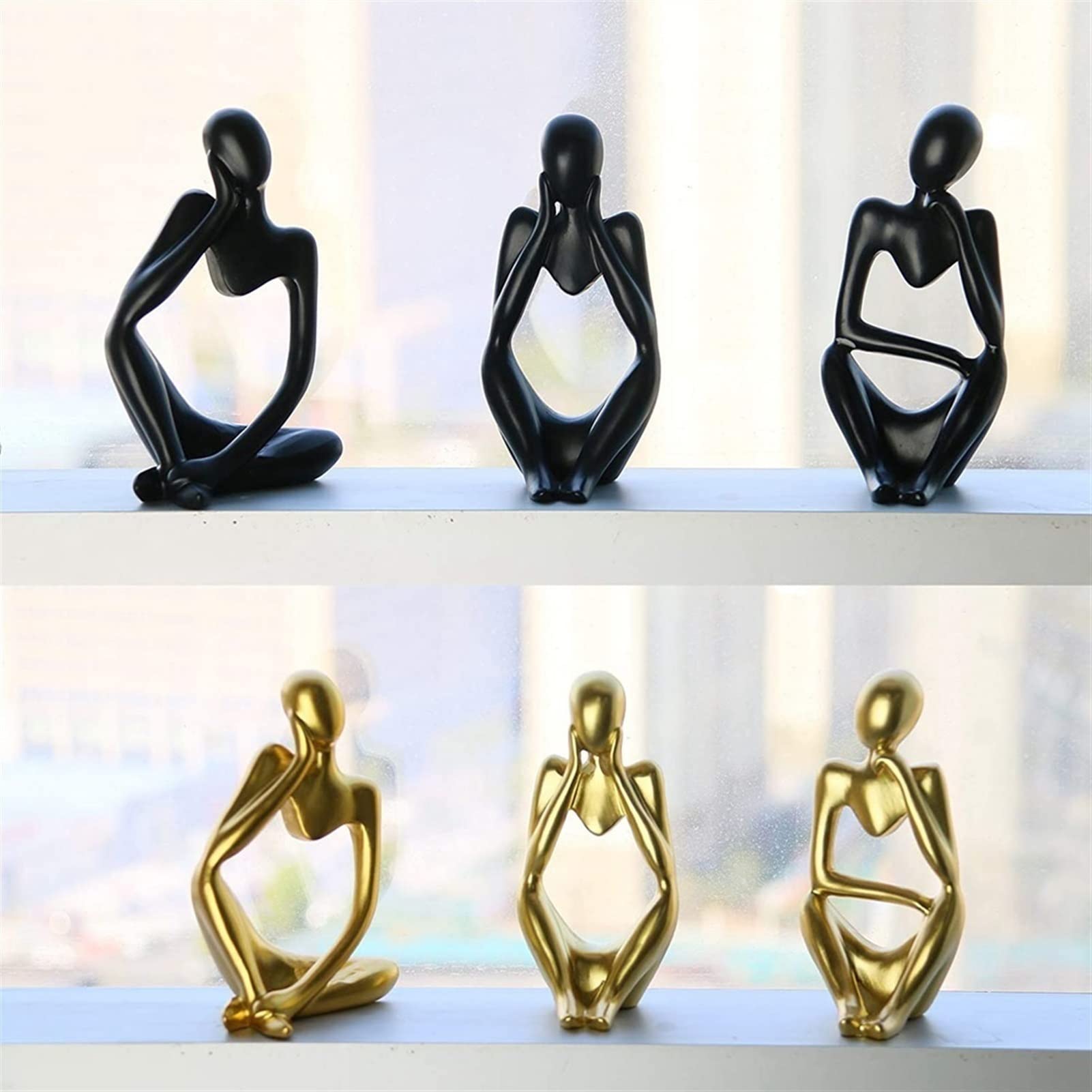 XUE JUAN 1983 Nordic Abstract Thinker Statue - Handmade Resin Figurine for Office & Home Decor, Modern Art Sculpture, Desktop Ornament (Square) | Perfect for Bookshelf Display, Study Room Decor, and Contemporary Gift Ideas