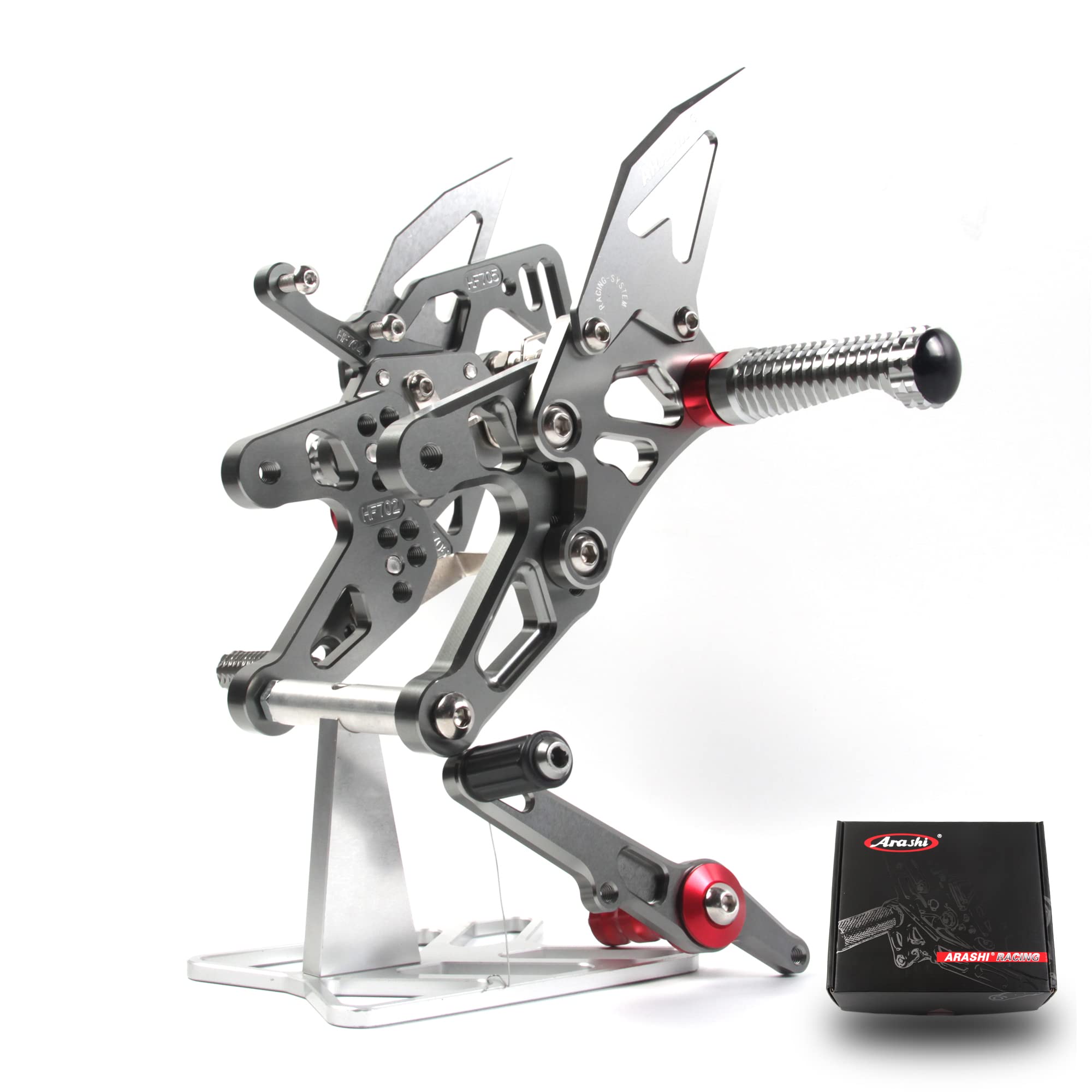 Arashi V2.0 Adjustable Rear Sets Footpegs for BMW S1000RR HP4 (2015-2019) - Motorcycle Racing Footrests, CNC Aluminum Foot Pegs - Perfect for Track Days & Performance Riding - Gray Finish