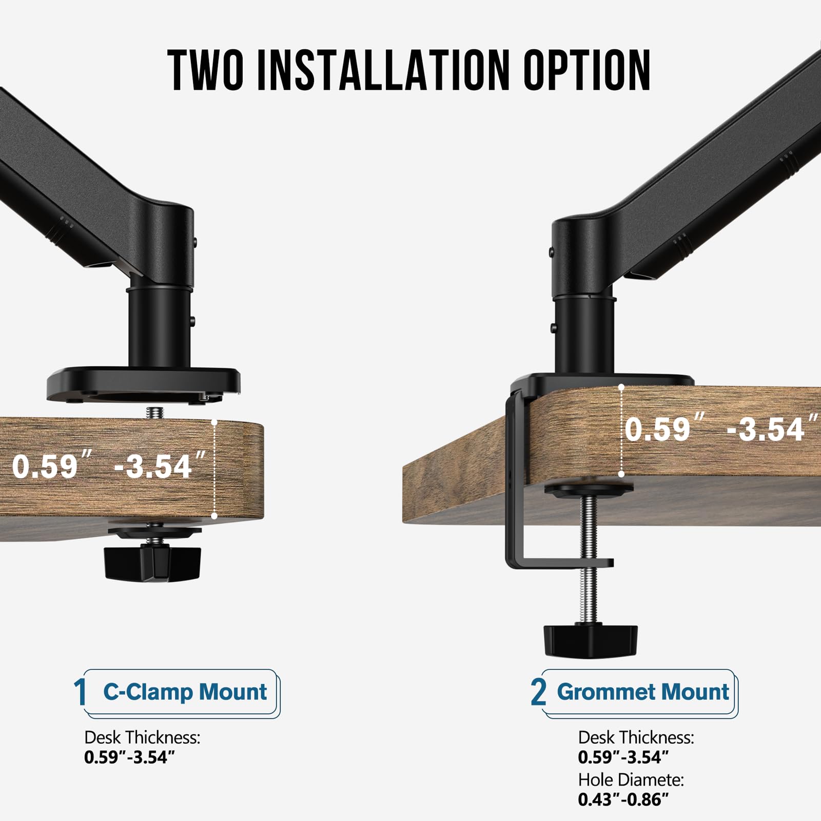 Ergonomic Monitor Stand for Desk - Adjustable Monitor Arm with C Clamp & Grommet Mounting Base for 13-32 Inch Computer Screens (Up to 19.8lbs) - Perfect for Home Office, Gaming Setup & Workspace Organization