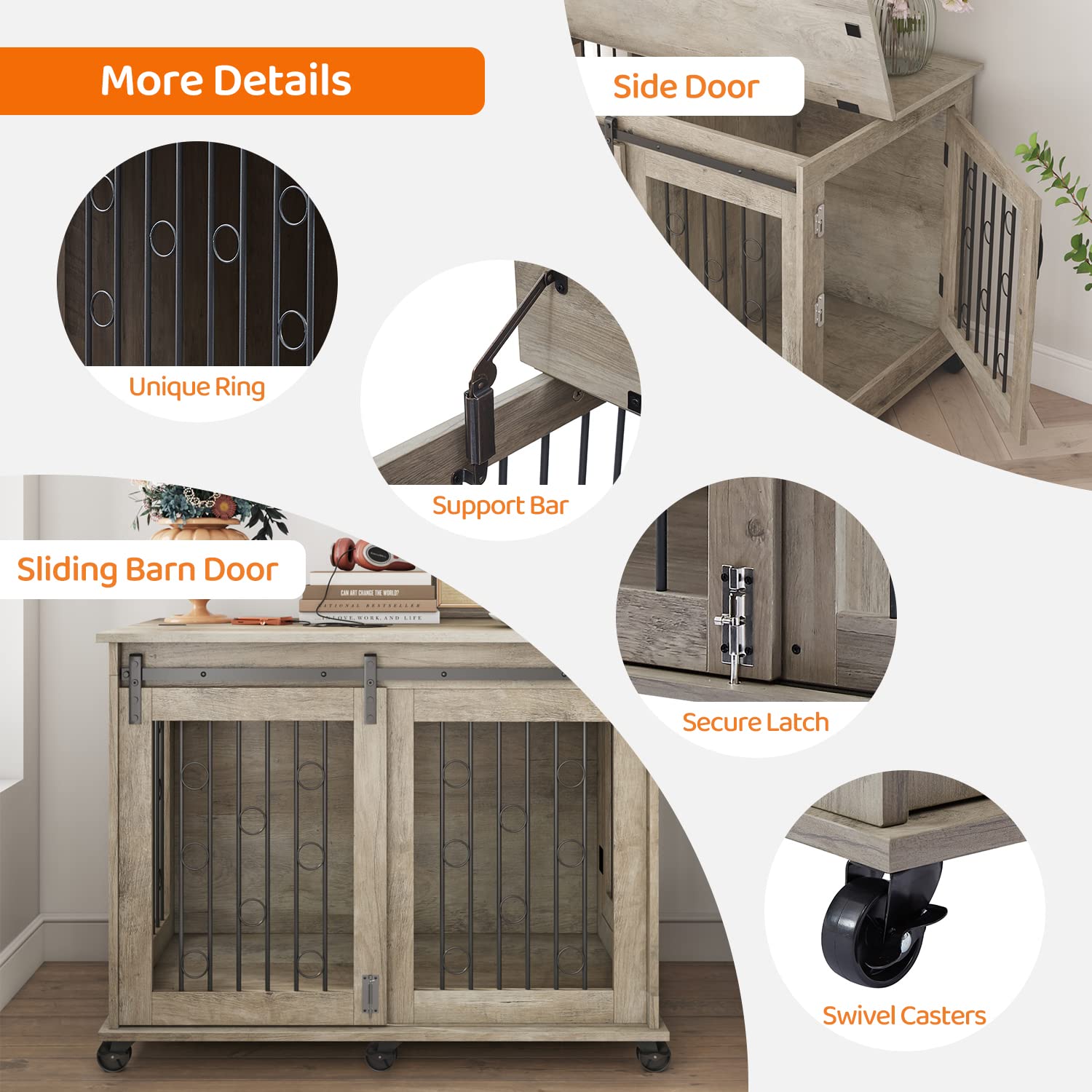 Large Wooden Dog Crate Furniture - 43.7
