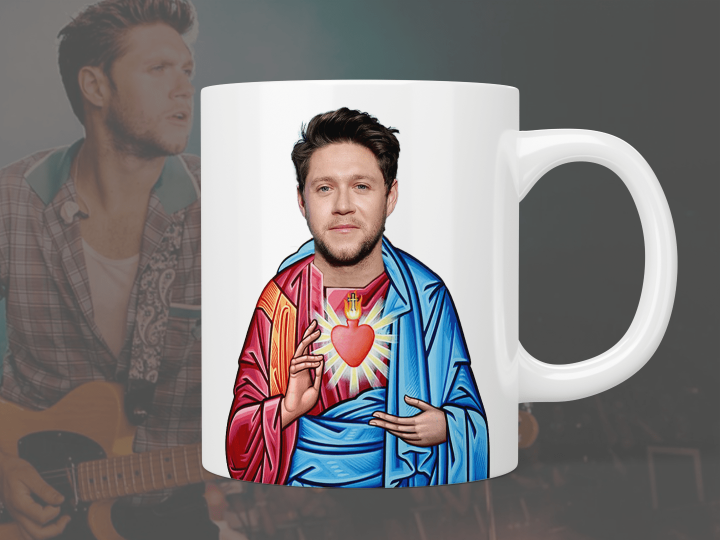 Saint Niall Horan Coffee Mug - 15oz Ceramic Travel Mug with Lid - Perfect for Tea, Hot Chocolate & Gifts for One Direction Fans - Home, Office & Car Use