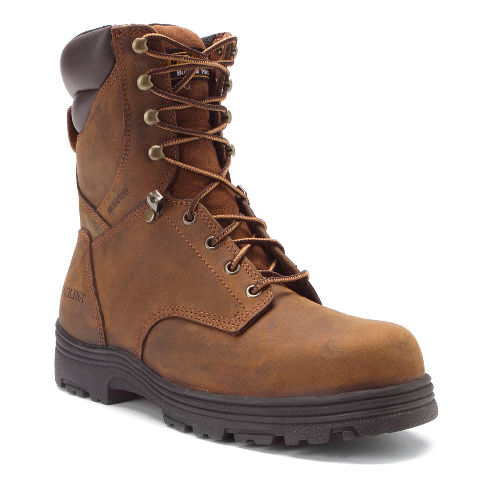 Carolina Men's SVB 8 Inch Steel Toe Waterproof Work Boots - Copper Brown Safety Shoes for Construction, Warehouse & Outdoor Work | Slip Resistant & Comfortable Work Boots for Men