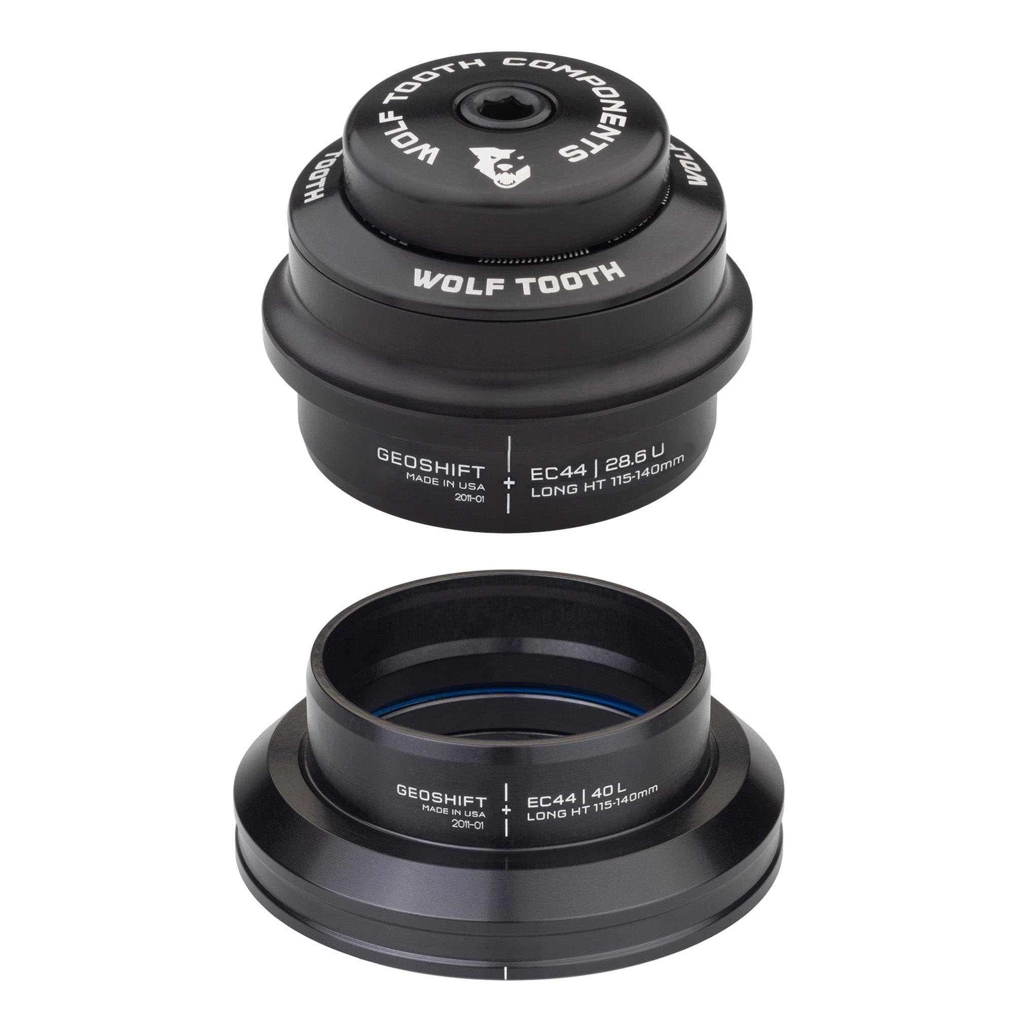 Wolf Tooth GeoShift Headset - EC44 Long | Premium Bicycle Headset for Smooth Steering | Perfect for Mountain Biking, Road Cycling & Commuting
