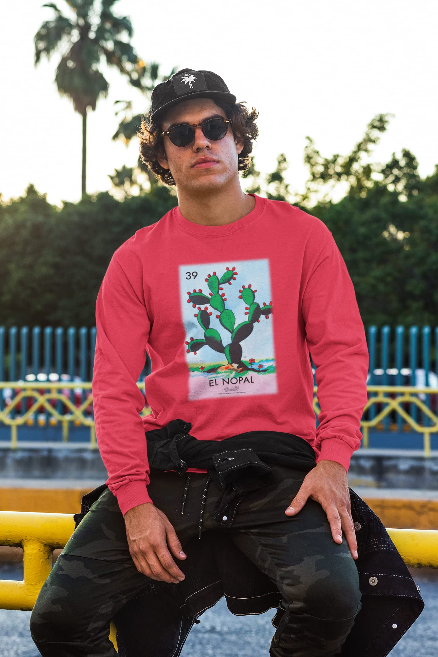 Pop Threads El Nopal Cactus Loteria Card Mexican Graphic T-Shirt for Men - Vintage Latina Style Cotton Tee for Casual Wear, Street Fashion & Hispanic Heritage Celebrations