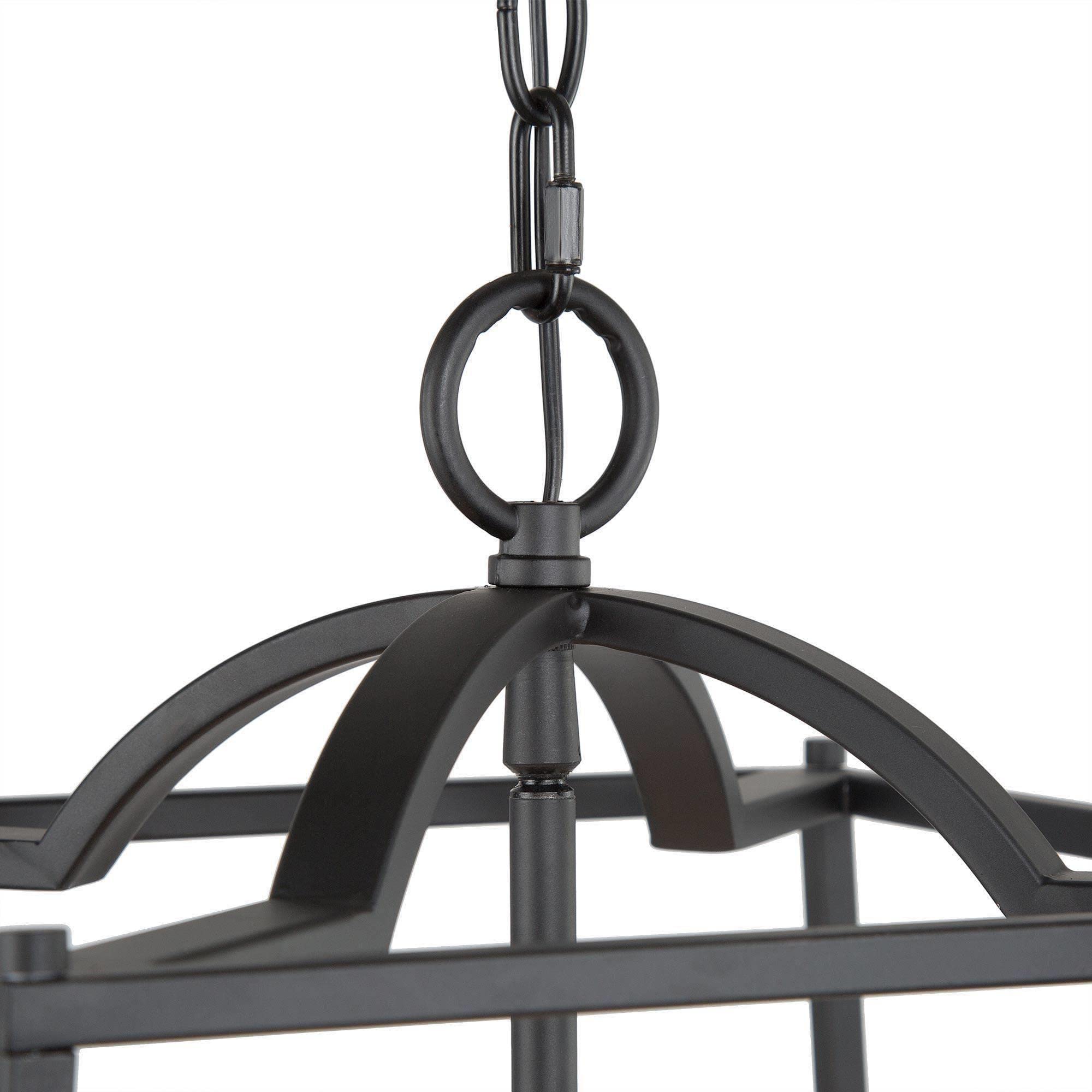 Uolfin Modern 6-Light Chandelier - Black & Gold Lantern Pendant Light Fixture for Dining Room, Bedroom, Kitchen | Cage Hanging Foyer Lighting for Hallway, Entrance & Living Room | Elegant Home Decor & Ceiling Lighting Solution