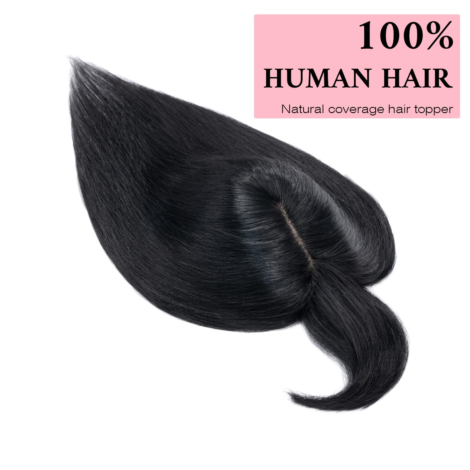 SEGO 100% Real Human Hair Toppers with Bangs - Silk Base 150% Density Clip-in Hairpiece for Women (2.7”x5.1”) - Thinning Hair Solution & Gray Coverage - Perfect for Daily Wear, Special Occasions & Hair Loss Concealment