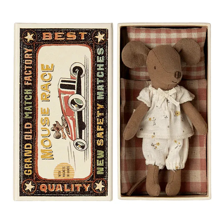 Maileg Matchbox Big Sister Mouse - Adorable Miniature Toy Mouse for Kids | Perfect for Collectors, Pretend Play & Gift Giving