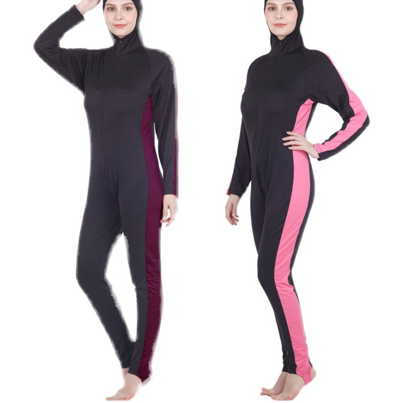 Burkini Modest One-Piece Swimsuit for Women - Full Coverage Islamic Swimwear with Color Matching | Beach, Pool & Water Sports