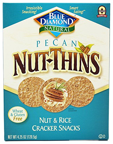 Blue Diamond Pecan Nut-Thins Nut & Rice Cracker Snacks - Gluten Free, 4.25 oz (Pack of 2) - Healthy Snacks for Office, Travel & Party