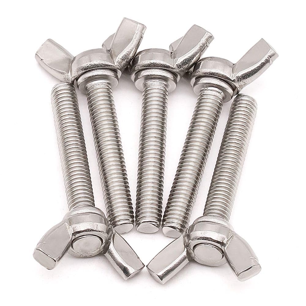 12 Pack M6-1.0 x 50mm 304 Stainless Steel Wing Bolts Thumb Screws - UNC Coarse Thread, Bright Finish - Perfect for Furniture Assembly, DIY Projects & Machinery Fastening