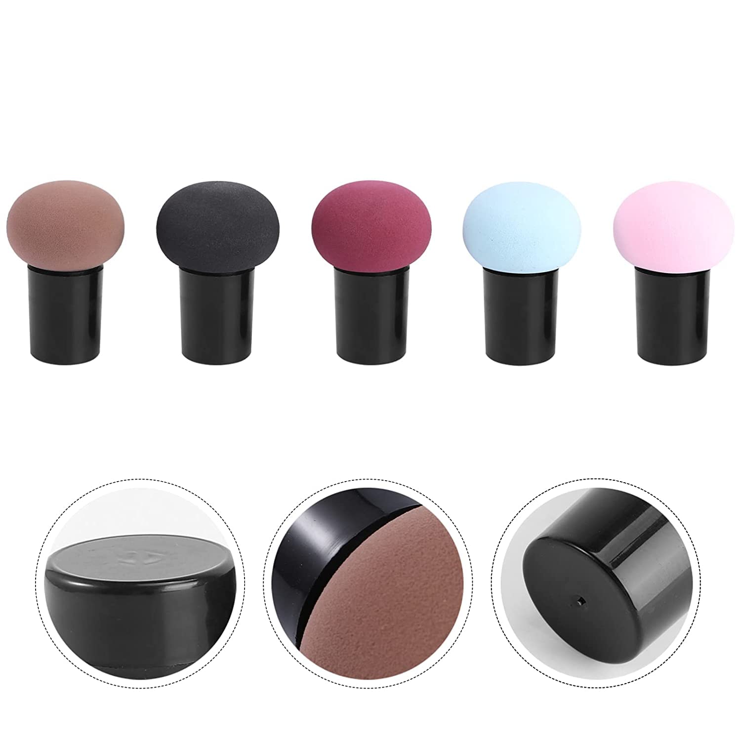 MAPPERZ 1-Pack Powder Puff Cosmetic Sponge - Mushroom Shape Makeup Blender Sponge with Handle for Foundation & Powder Application (Multi Color) - Perfect for Professional Makeup Artists & Home Beauty Routines