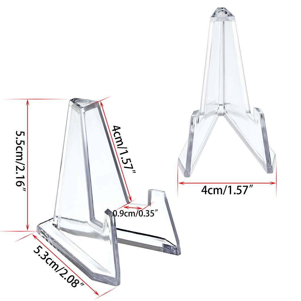 15 Pack Clear Acrylic Mini Easel Stands for Displaying Coins, Medals, Casino Chips & Pocket Watches - 2.16 Inch Tall - Perfect for Collectors, Retail Displays & Home Decor