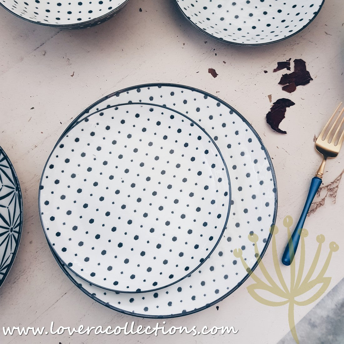 Awasaka Black & White Modern Dots Dinnerware Set - 12-Piece Porcelain Plates & Bowls for Stylish Dining - Perfect for Dinner Parties, Restaurant-Style Meals & Home Decor