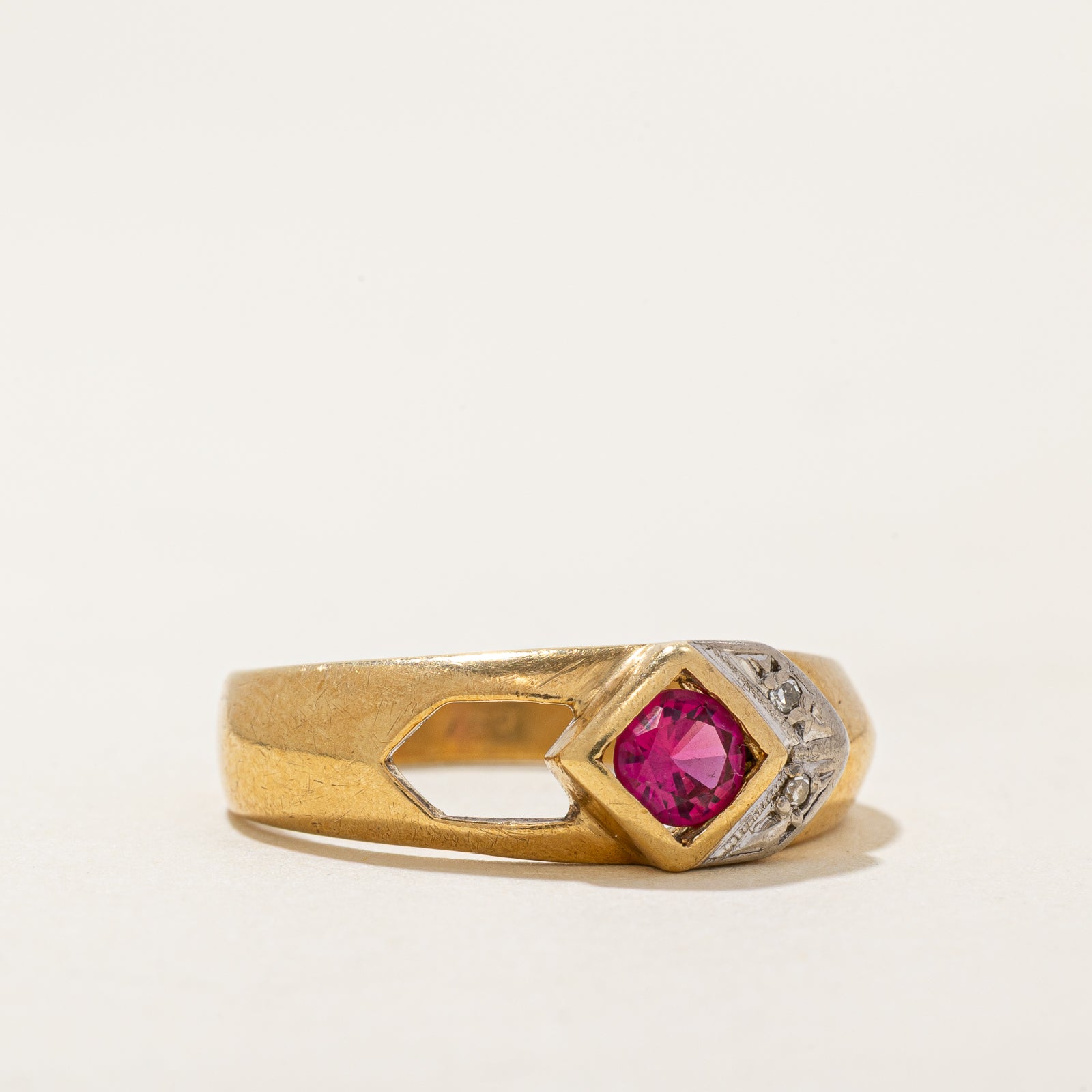 Exquisite 0.35ct Synthetic Ruby & 0.01ctw Diamond Ring - Size 9.5 | Elegant Engagement, Anniversary & Gift Jewelry for Women