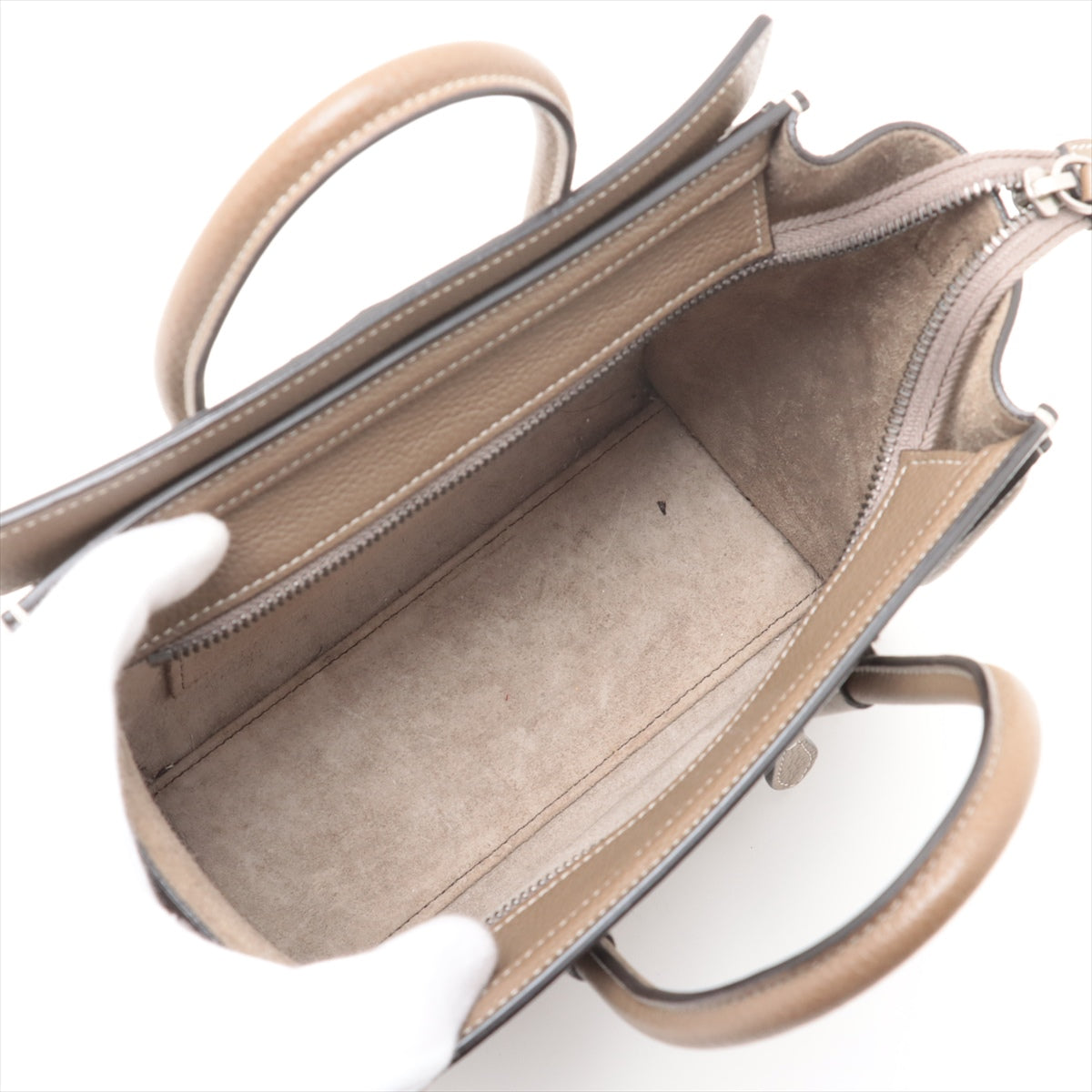 Celine Luggage Nano Shopper Leather Handbag in Greige - Premium Designer Tote for Women | Perfect for Work, Travel & Everyday Use
