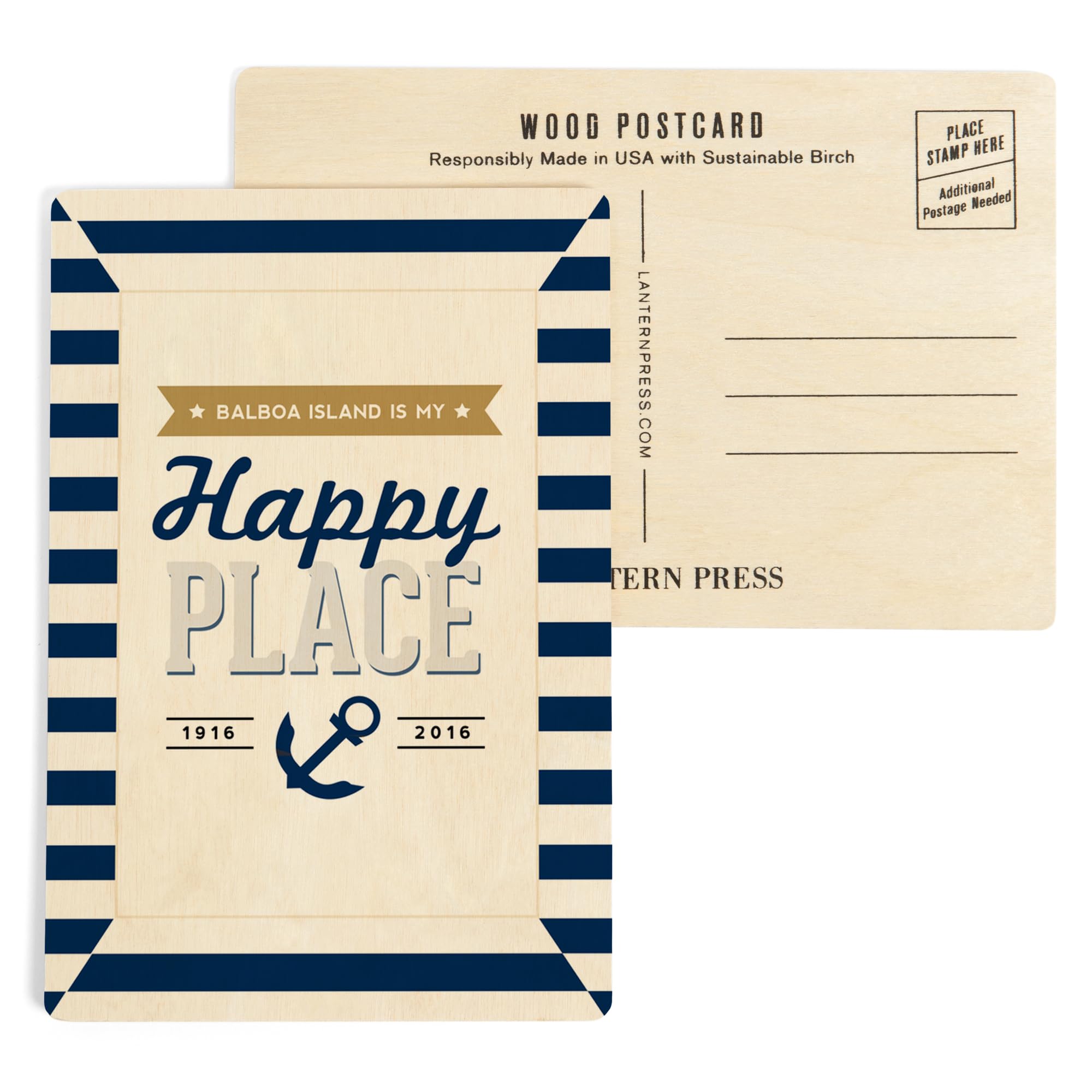Balboa Island California Wooden Postcards - 2-Pack Birch Wood Stationery Set with Rustic Home Decor for Wall Display | Perfect for Coastal Theme Rooms, Beach House Decor & Gift Giving