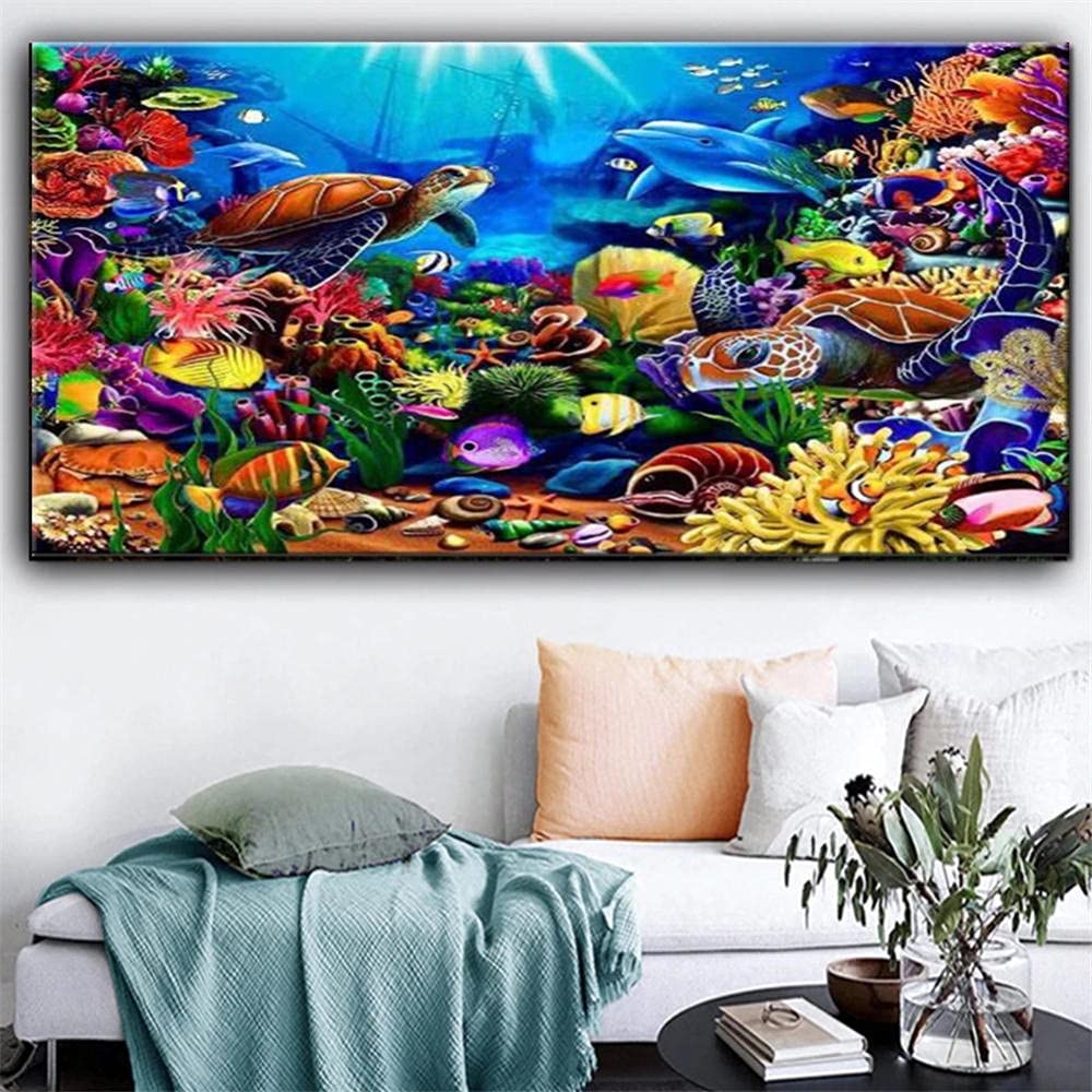 Large 40x80in Underwater World Diamond Painting Kit for Adults & Kids - Full Drill DIY Cross Stitch by Numbers (100x200cm) - Beginner-Friendly Arts & Crafts Gift, Wall Decor for Living Room & Bedroom