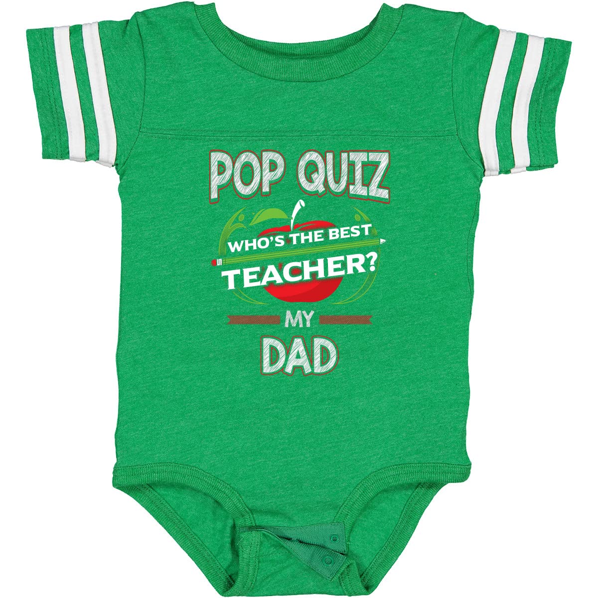Inktastic Pop Quiz Dad Best Teacher Baby Bodysuit - Funny Cute Infant Onesie for Father's Day & Teacher Appreciation Gifts - Perfect for Newborns, Babies & Toddlers